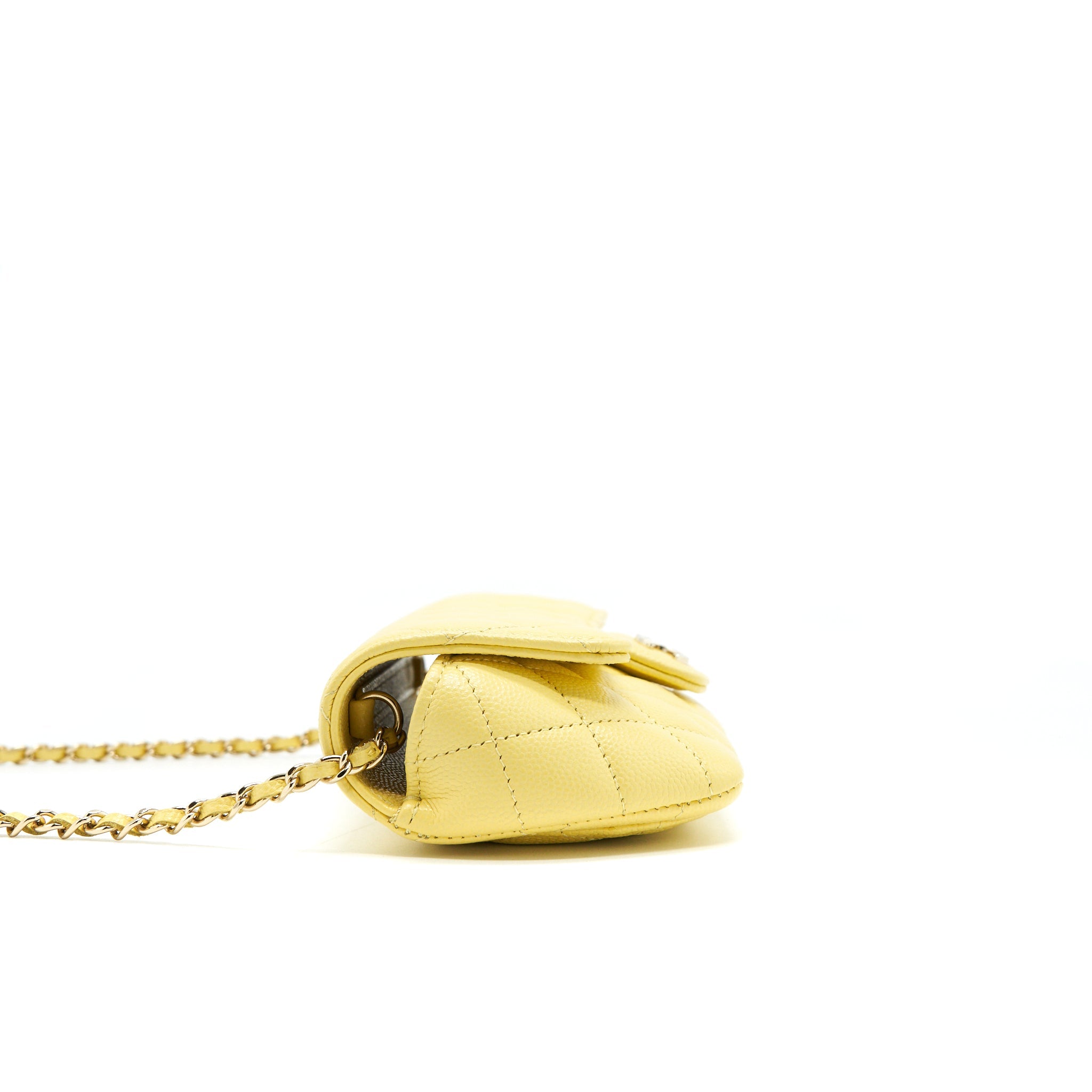 CHANEL GLASSES CASE WITH CHAIN CAVIAR YELLOW