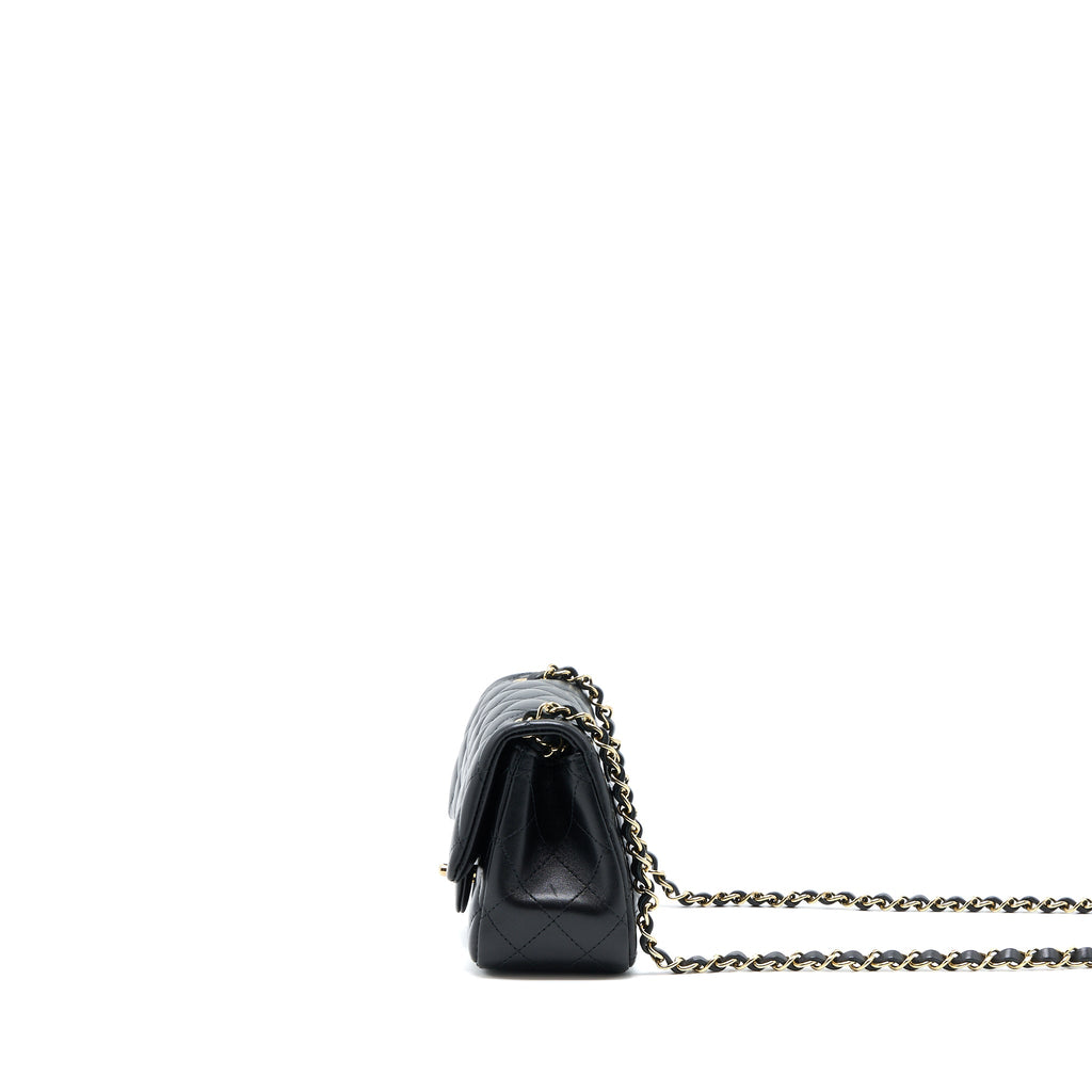CHANEL MINI SQUARE FLAP BAG LAMBSKIN BLACK LGHW (MICROCHIP)