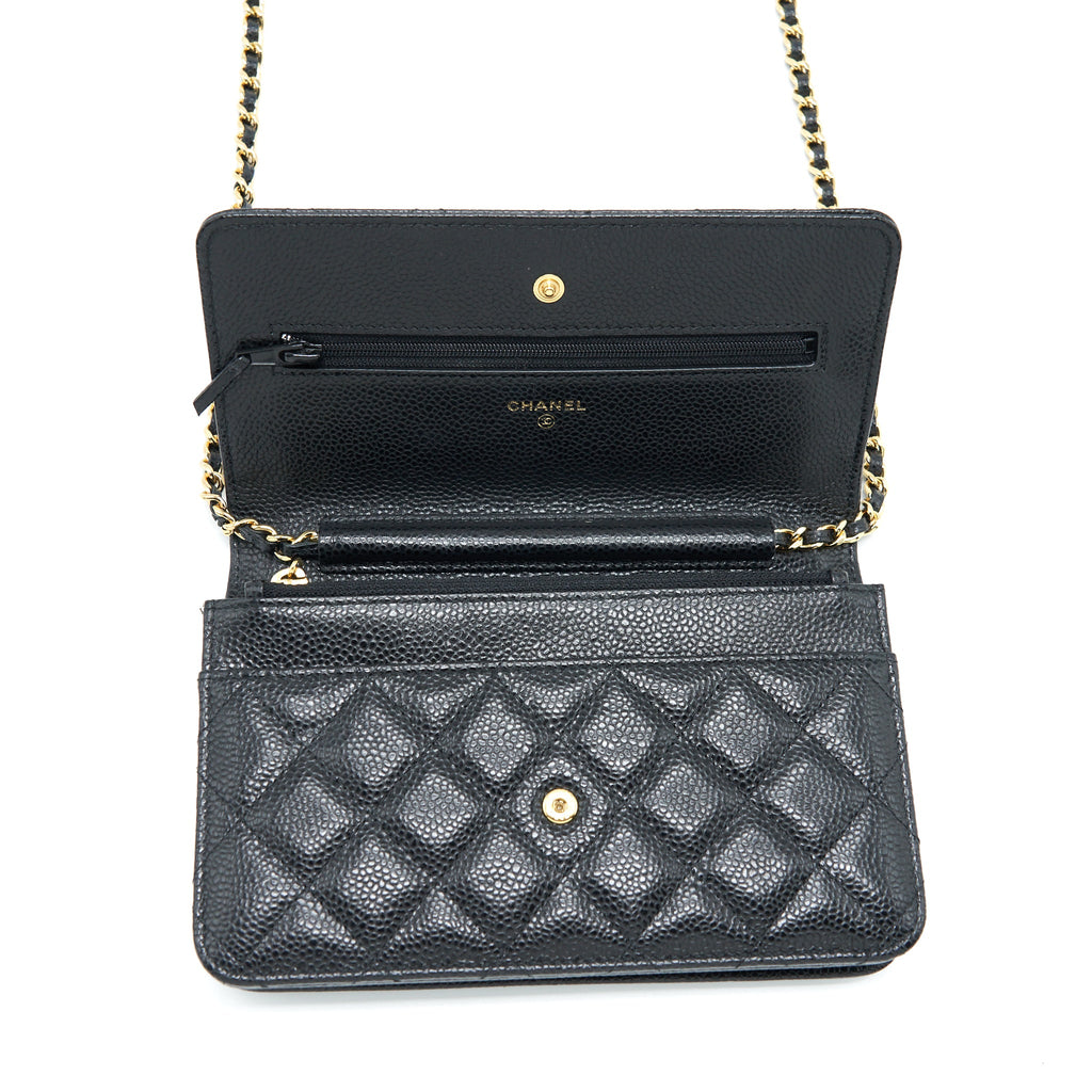 CHANEL CLASSIC WALLET ON CHAIN CAVIAR BLACK GHW
