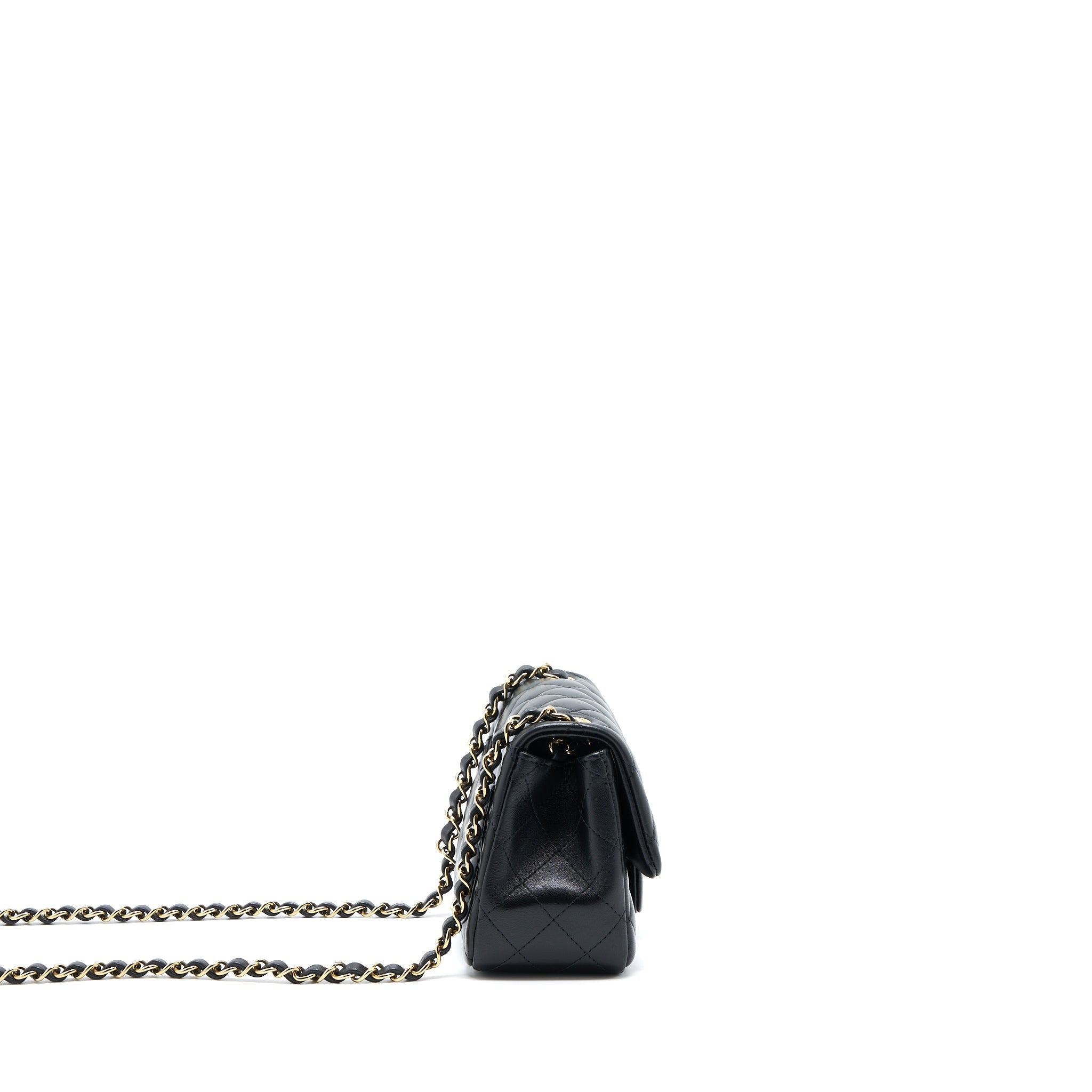 CHANEL MINI SQUARE FLAP BAG LAMBSKIN BLACK LGHW (MICROCHIP)