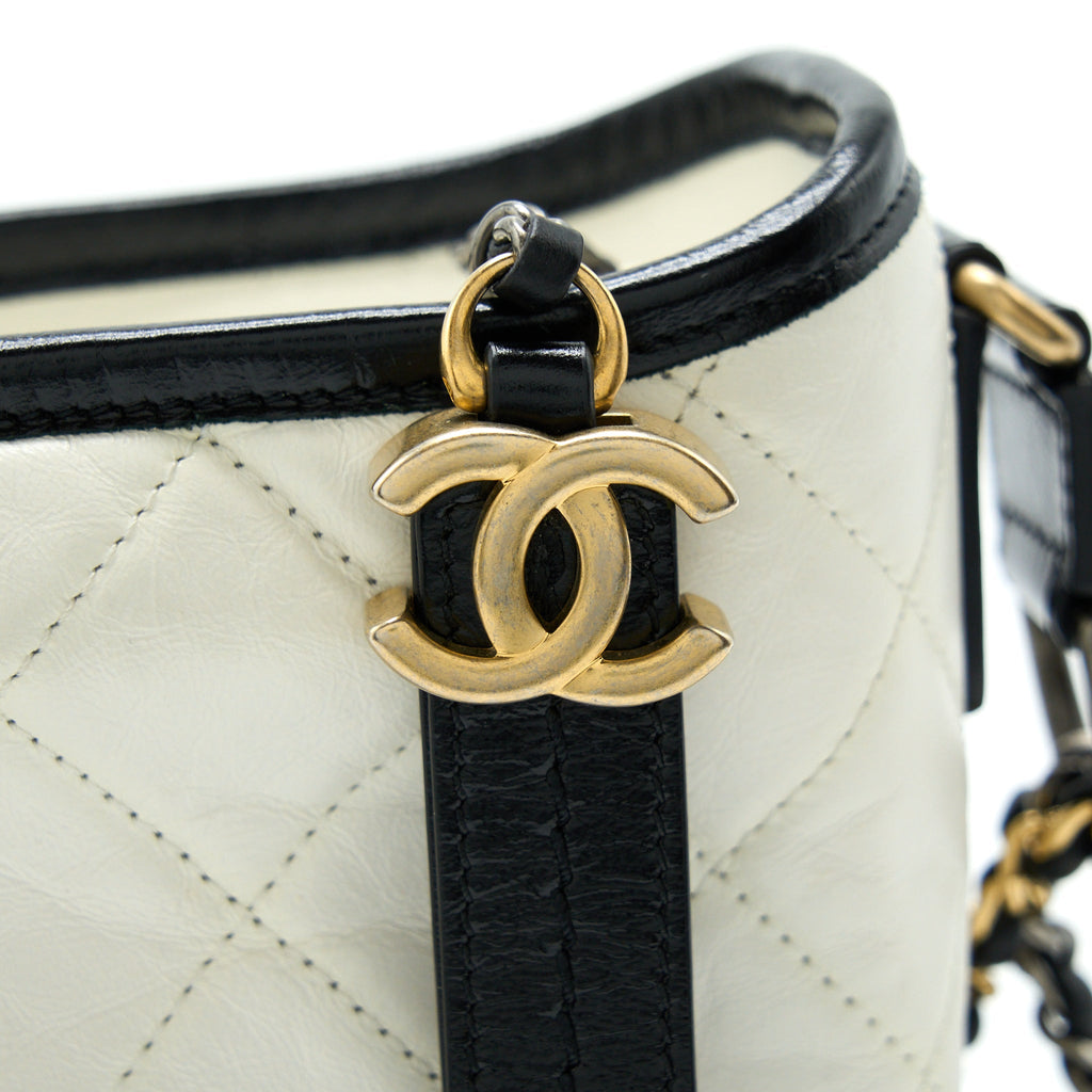 CHANEL SMALL GABRIELLE HOBO BAG WHITE/BLACK MULTICOLOUR HARDWARE