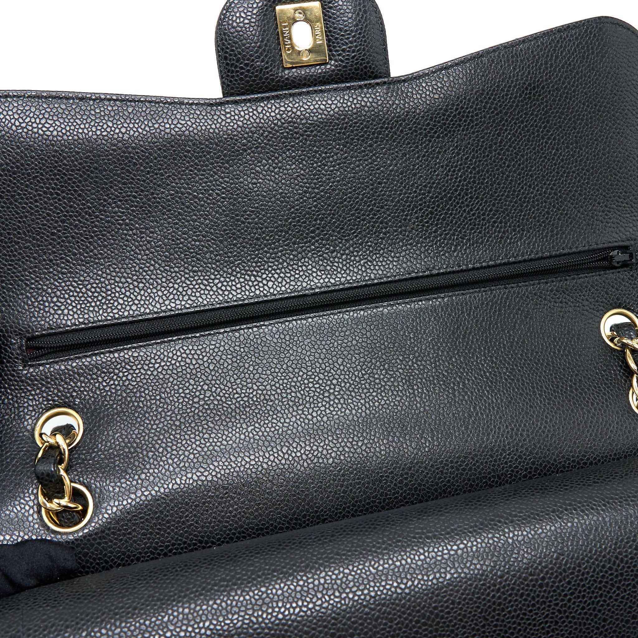 CHANEL CLASSIC JUMBO DOUBLE FLAP BAG CAVIAR BLACK GHW