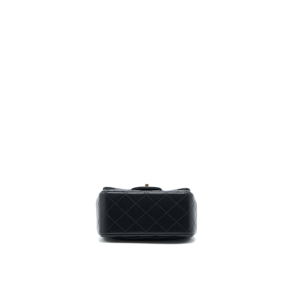 CHANEL MINI SQUARE FLAP BAG LAMBSKIN BLACK LGHW (MICROCHIP)