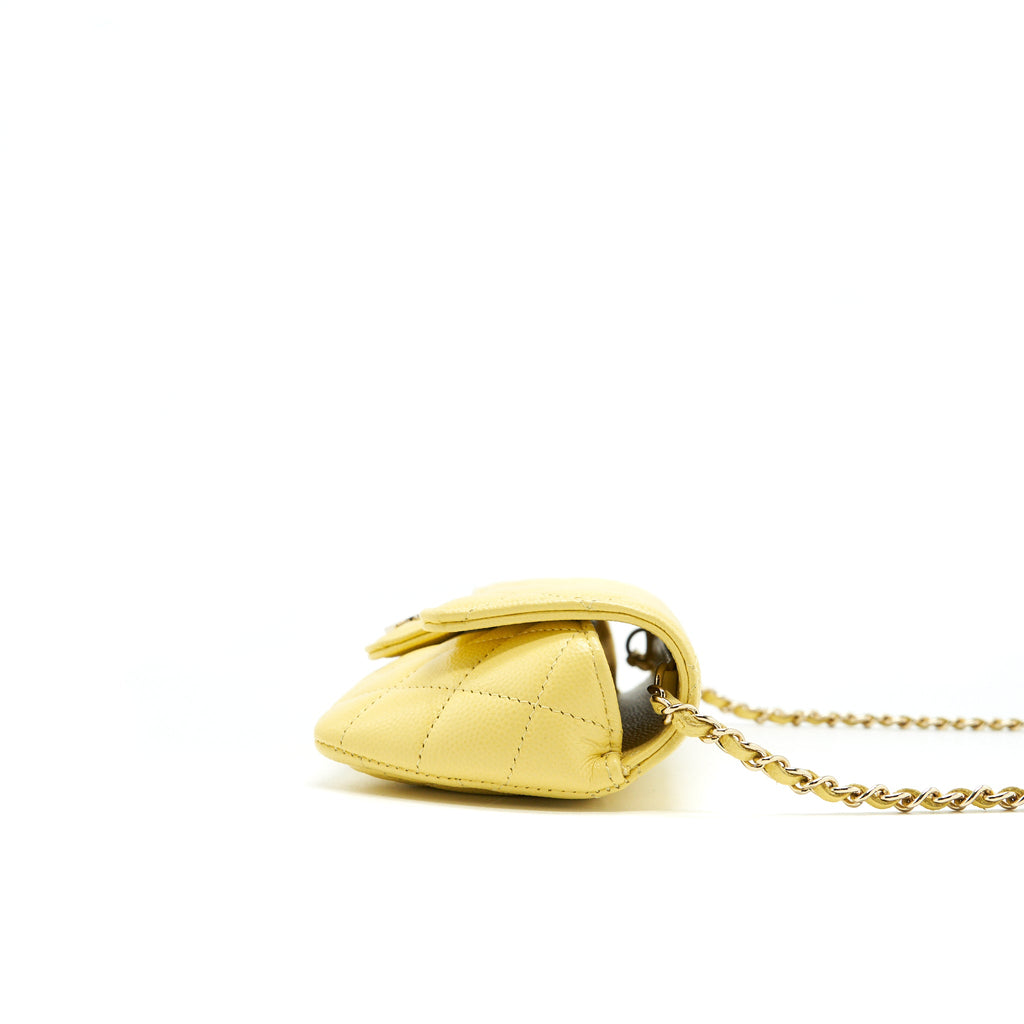 CHANEL GLASSES CASE WITH CHAIN CAVIAR YELLOW