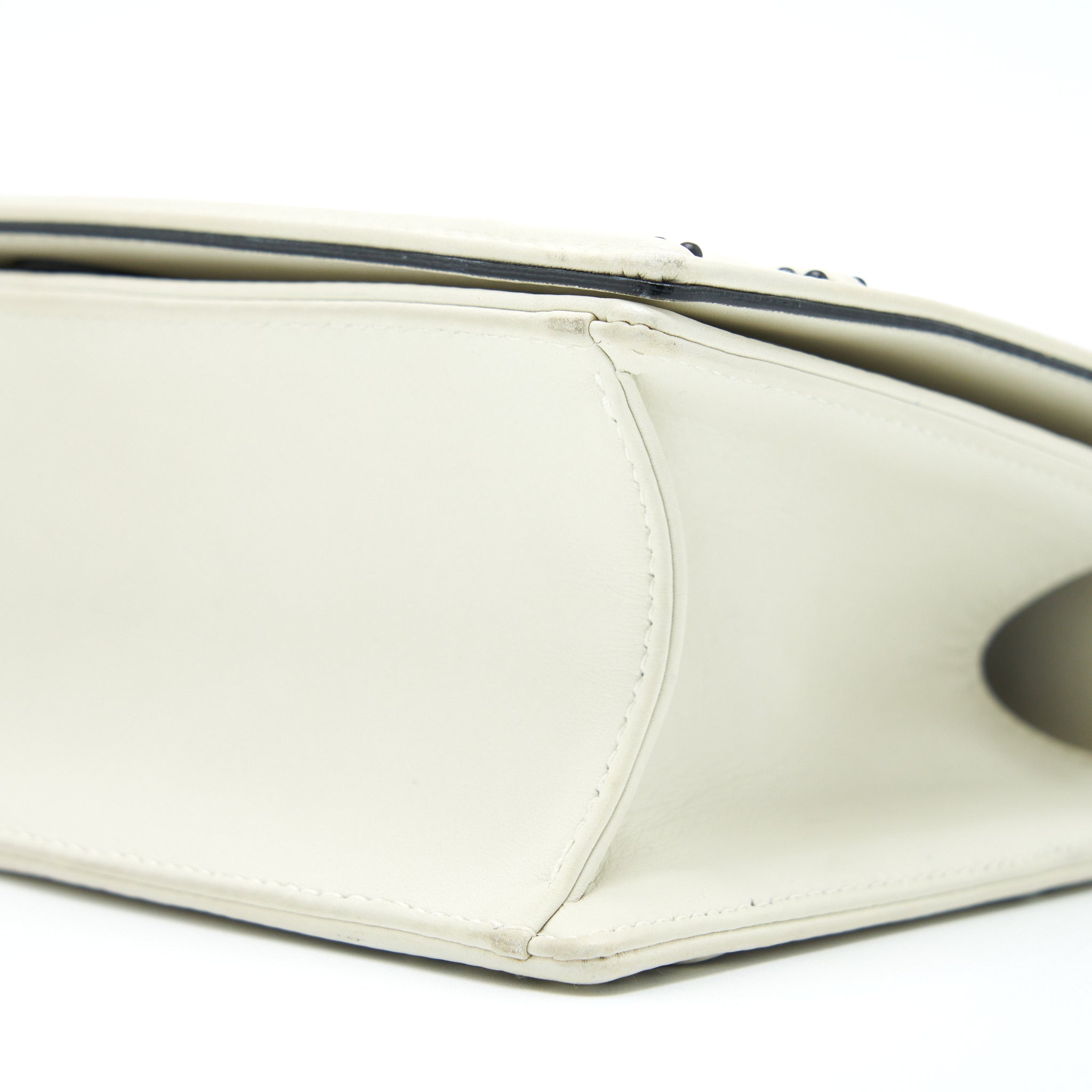DIOR SMALL STUDDED DIORAMA WHITE WITH BLACK HARDWARE