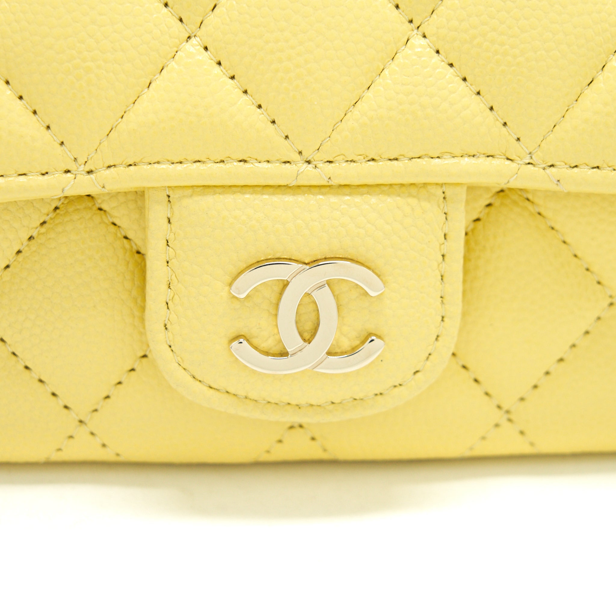 CHANEL GLASSES CASE WITH CHAIN CAVIAR YELLOW