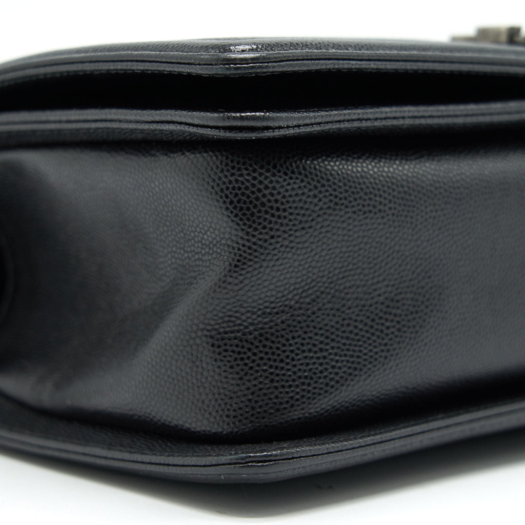 CHANEL CAVIAR OLD MEDIUM LEBOY BAG BLACK WITH RUTHENIUM HARDWARE