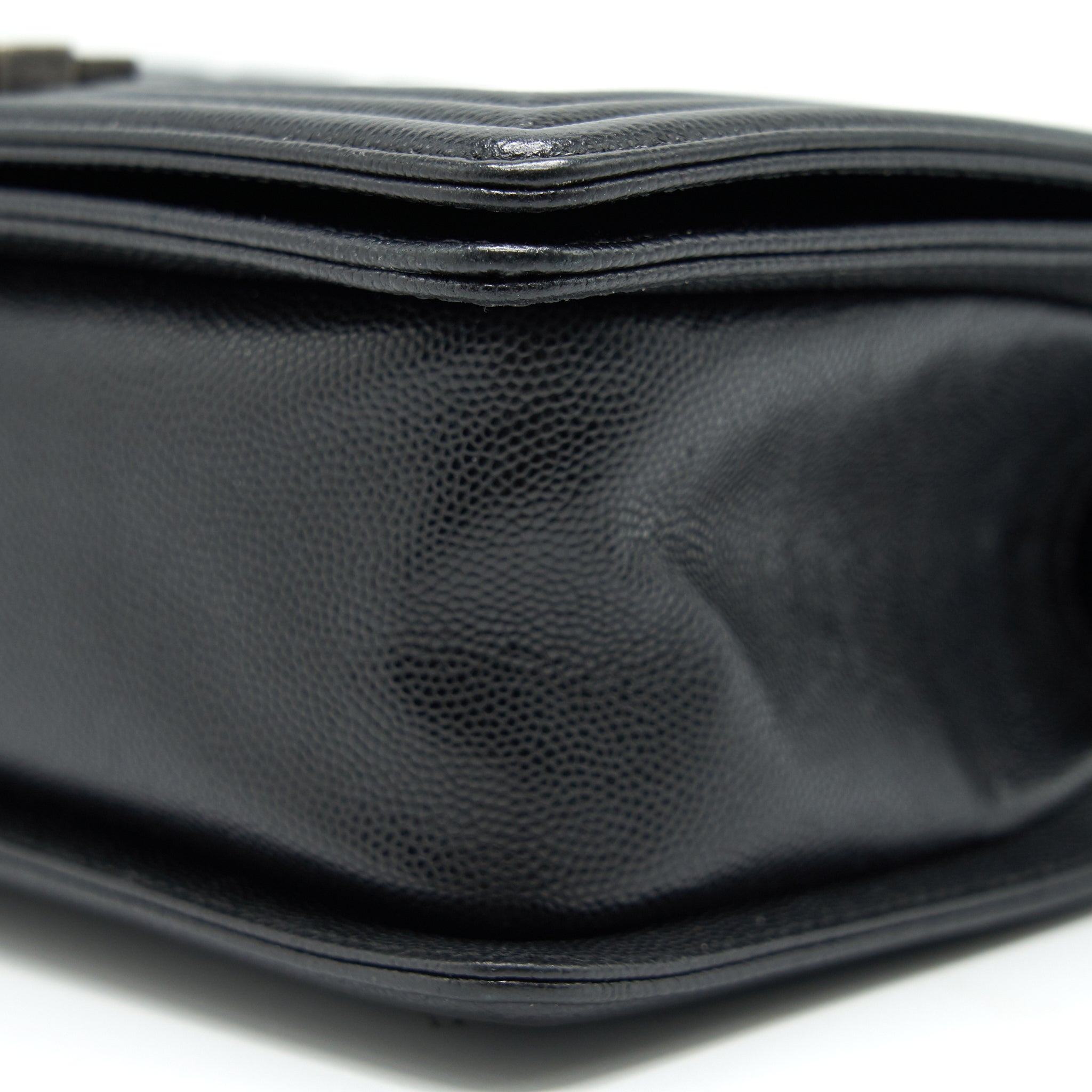 CHANEL CAVIAR OLD MEDIUM LEBOY BAG BLACK WITH RUTHENIUM HARDWARE
