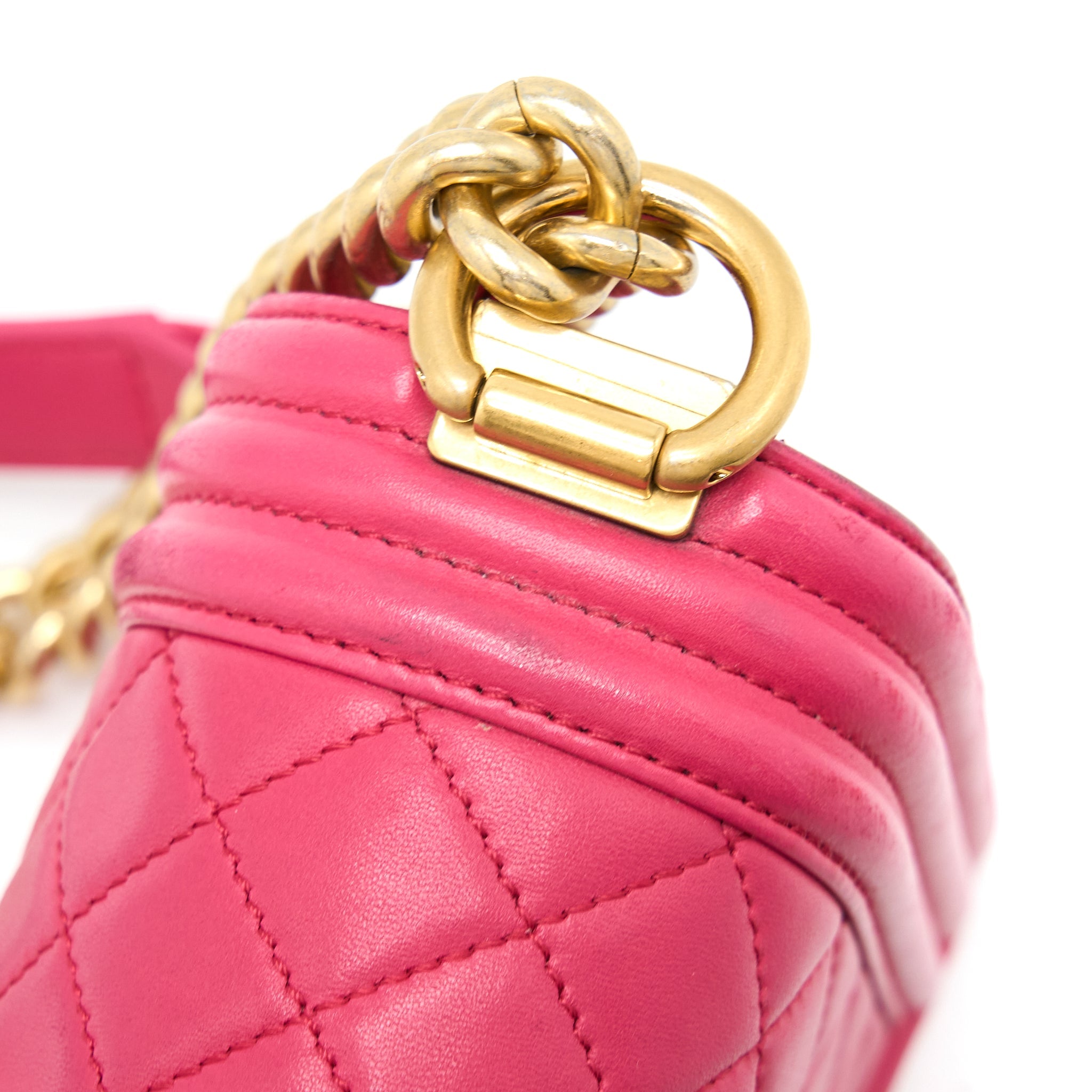 CHANEL MEDIUM BOY BAG LAMBSKIN PINK GHW