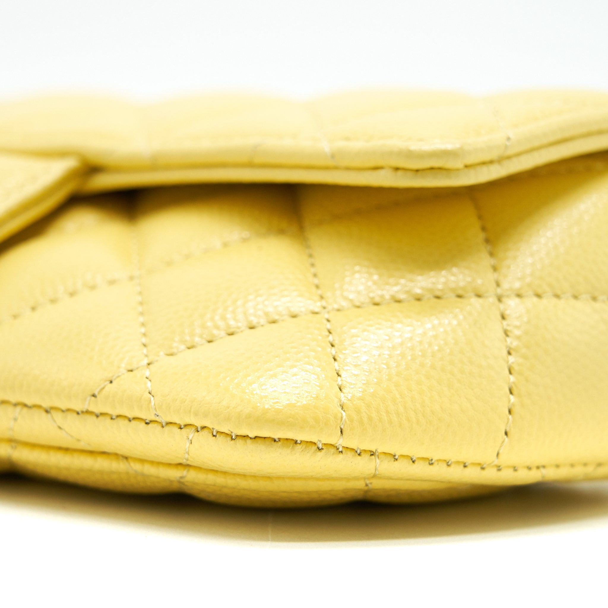 CHANEL GLASSES CASE WITH CHAIN CAVIAR YELLOW
