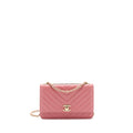 CHANEL CHEVRON TRENDY CC WALLET ON CHAIN LAMBSKIN PINK LGHW