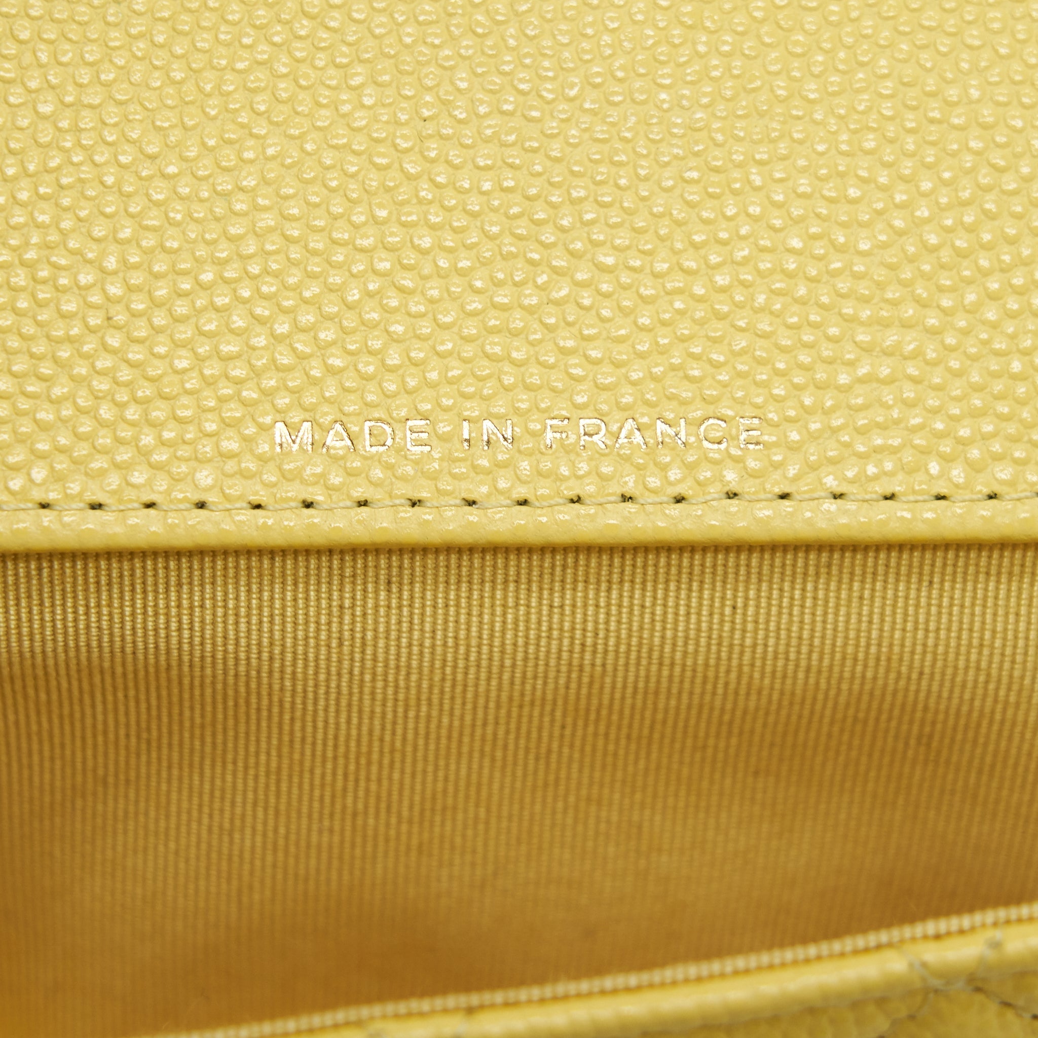 CHANEL GLASSES CASE WITH CHAIN CAVIAR YELLOW