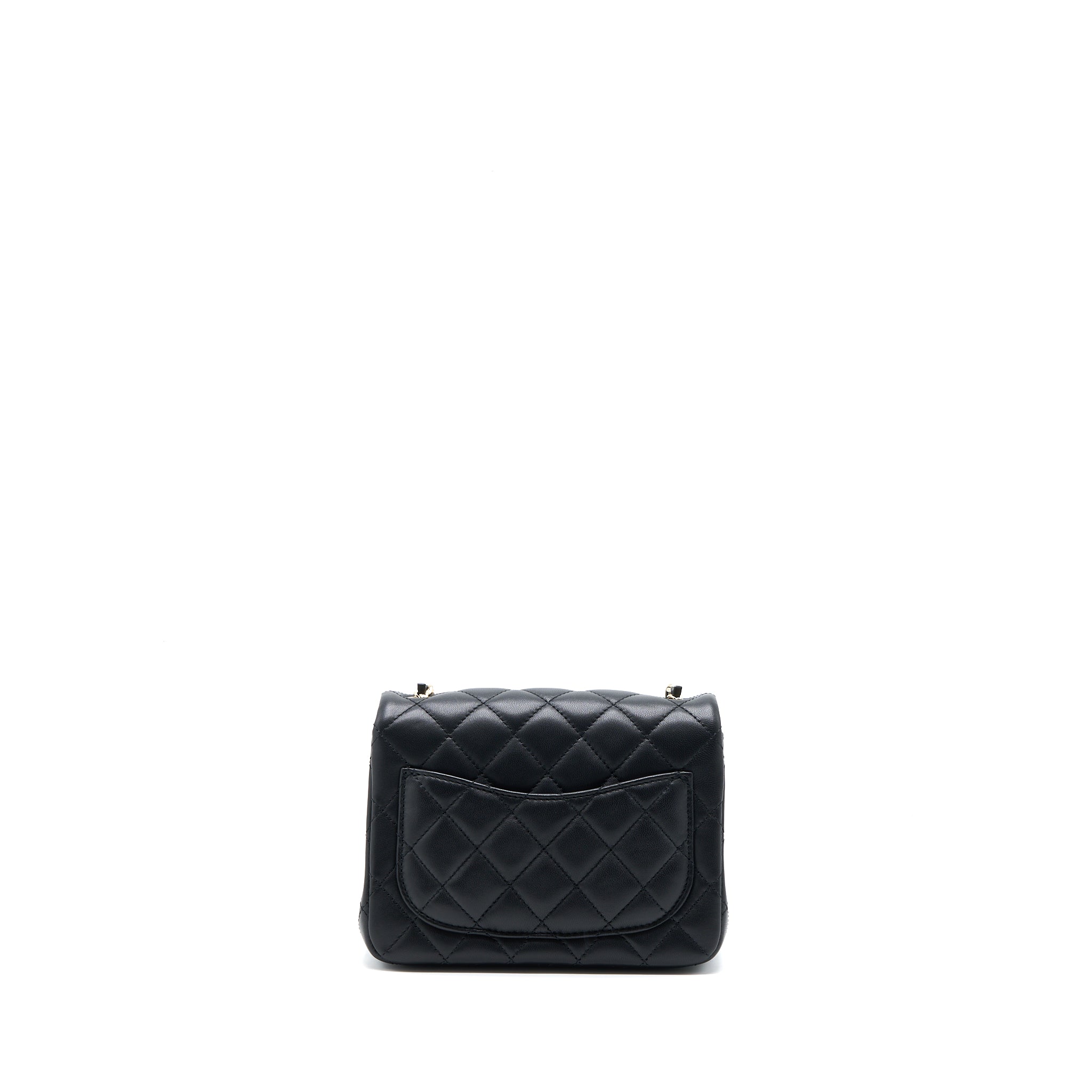CHANEL 23C PEARL CRUSH MINI SQUARE FLAP BAG LAMBSKIN BLACK LGHW (MICROCHIP)