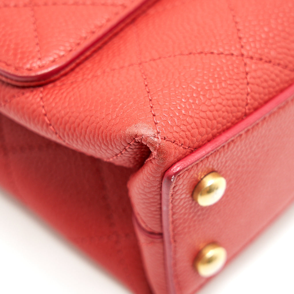 CHANEL FLAP SHOULDER BAG WITH CHAIN CAVIAR IN RED GHW