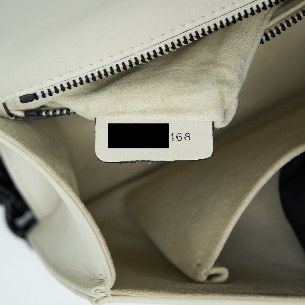 DIOR SMALL STUDDED DIORAMA WHITE WITH BLACK HARDWARE