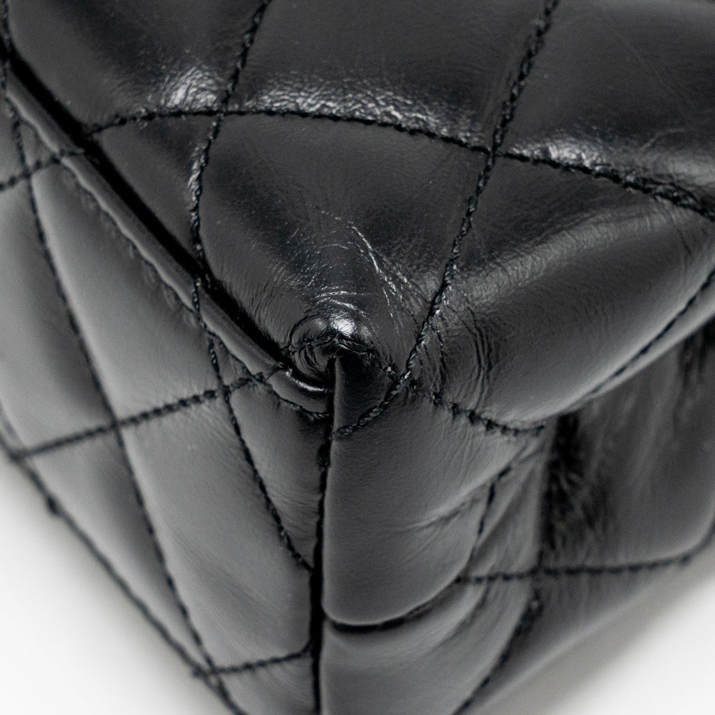 CHANEL MINI KELLY SHOPPING TOTE BAG CALFSKIN BLACK GHW (MICROCHIP)