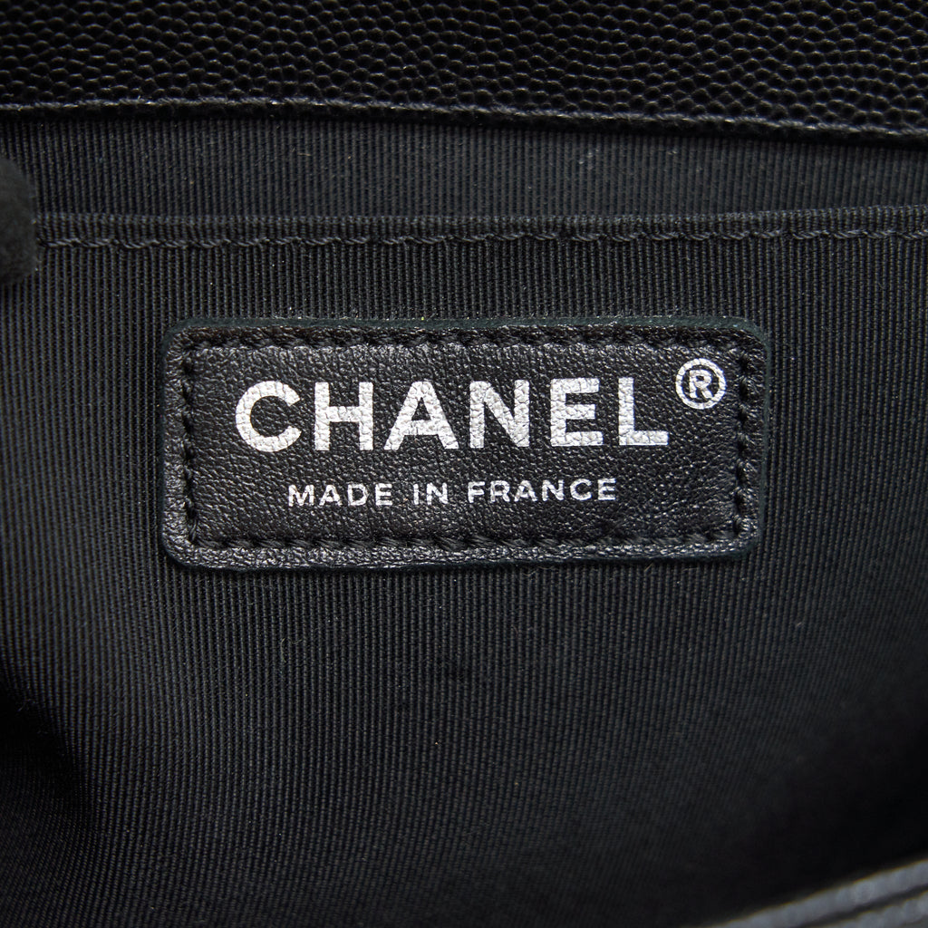 CHANEL CAVIAR OLD MEDIUM LEBOY BAG BLACK WITH RUTHENIUM HARDWARE