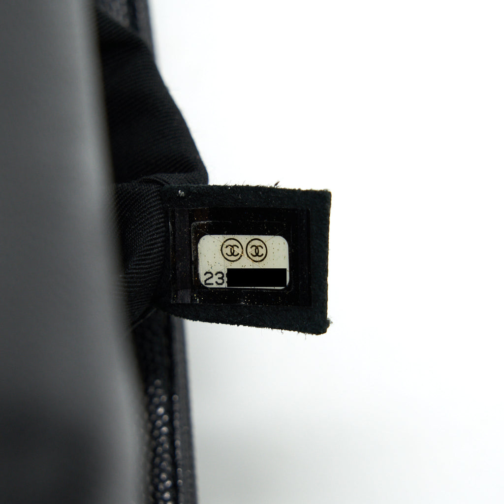 CHANEL CAVIAR OLD MEDIUM LEBOY BAG BLACK WITH RUTHENIUM HARDWARE