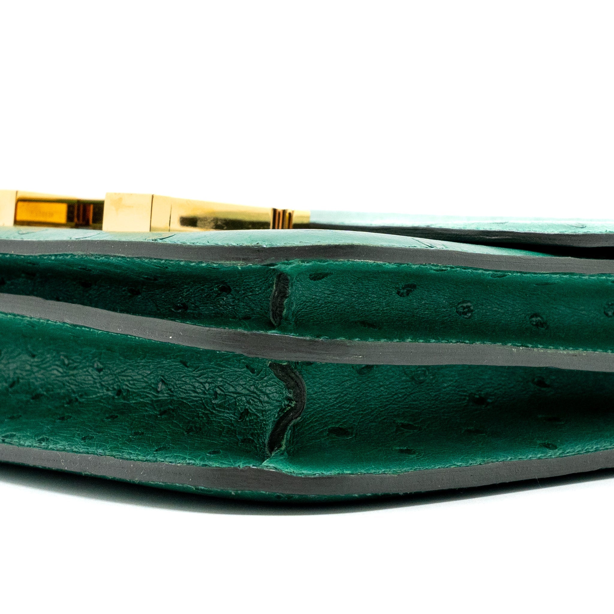 HERMES MINI CONSTANCE OSTRICH VERT VERTIGO GHW