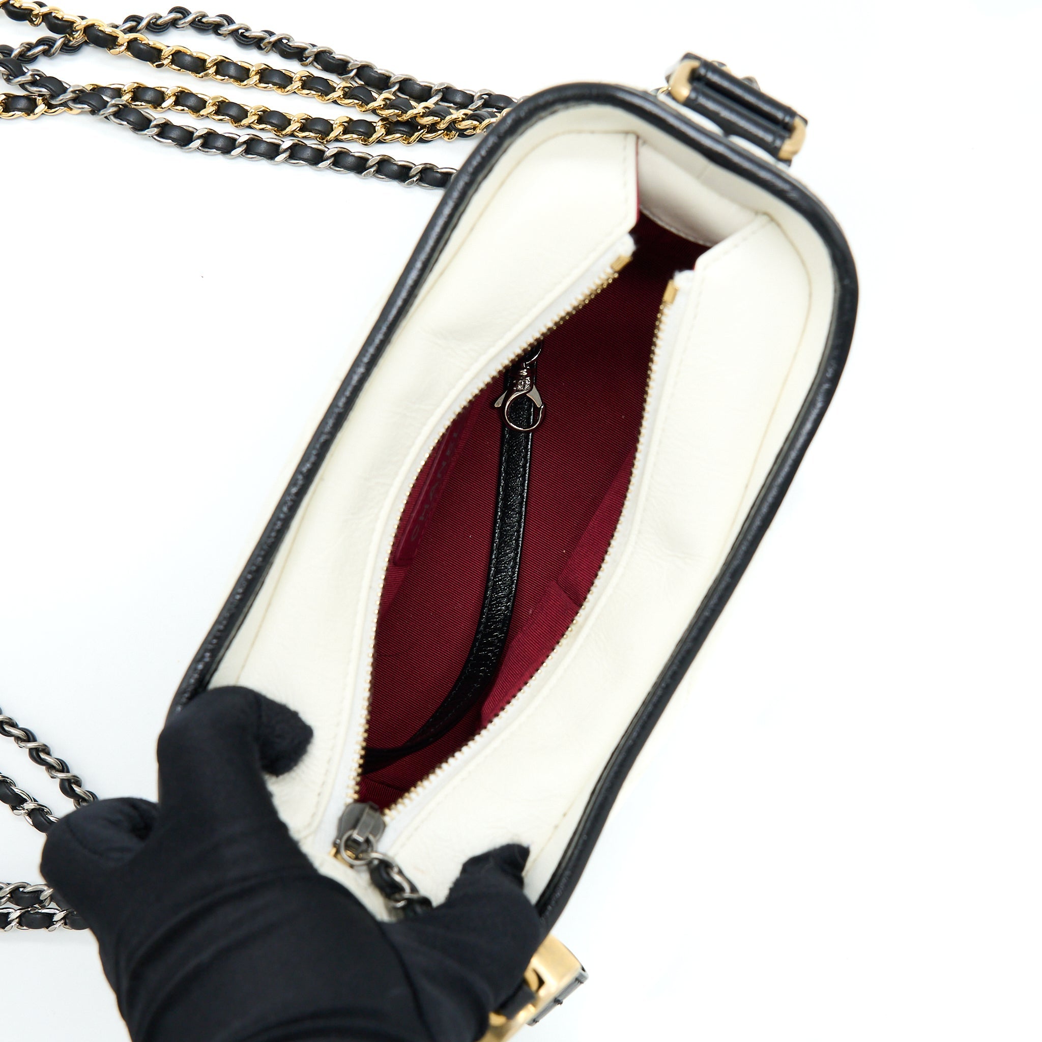 CHANEL SMALL GABRIELLE HOBO BAG WHITE/BLACK MULTICOLOUR HARDWARE