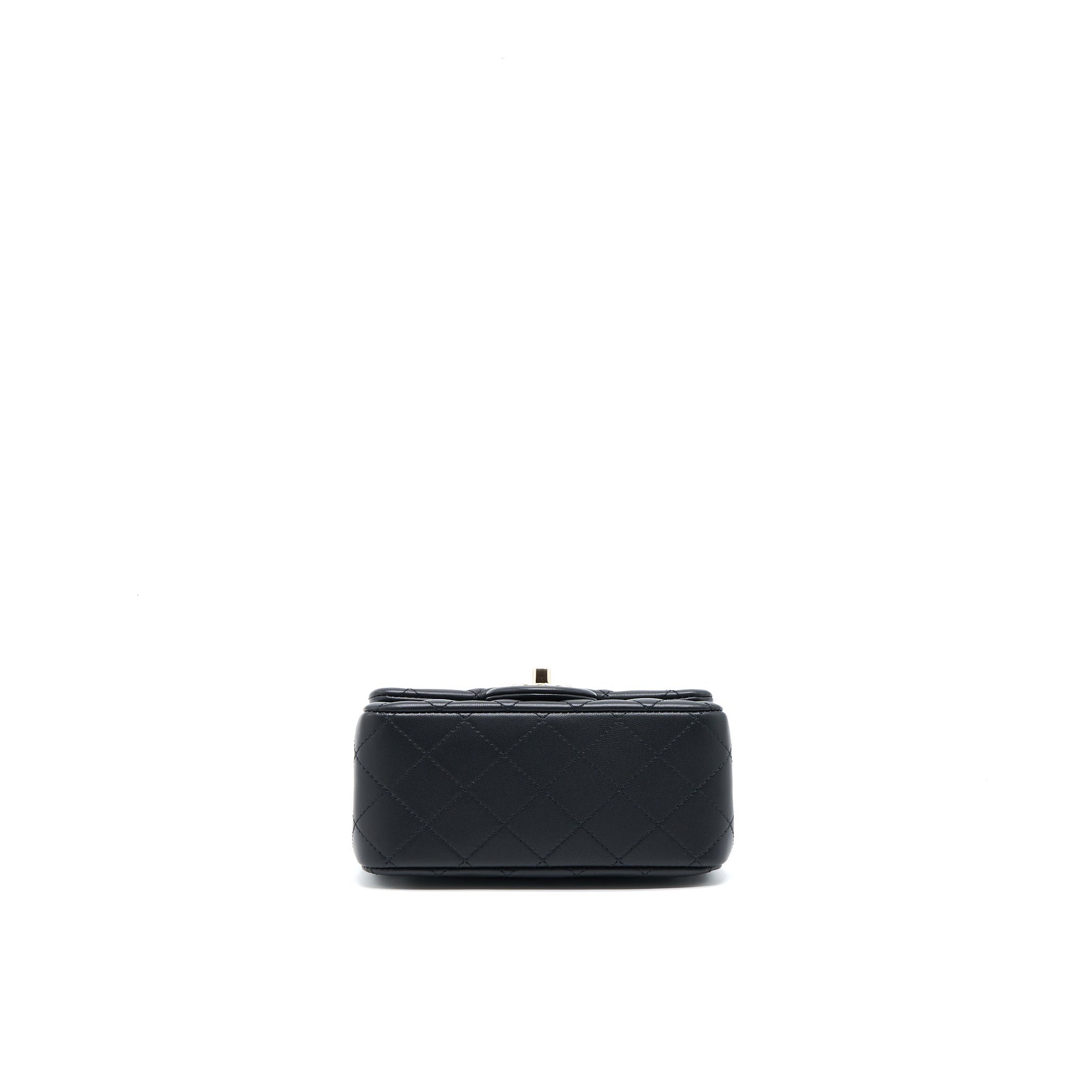 CHANEL 23C PEARL CRUSH MINI SQUARE FLAP BAG LAMBSKIN BLACK LGHW (MICROCHIP)
