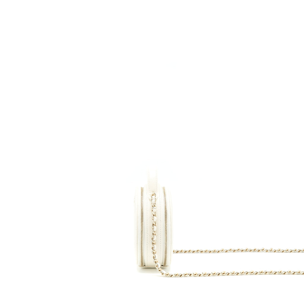CHANEL CLUTCH WITH CHAIN CAVIAR WHITE LGHW