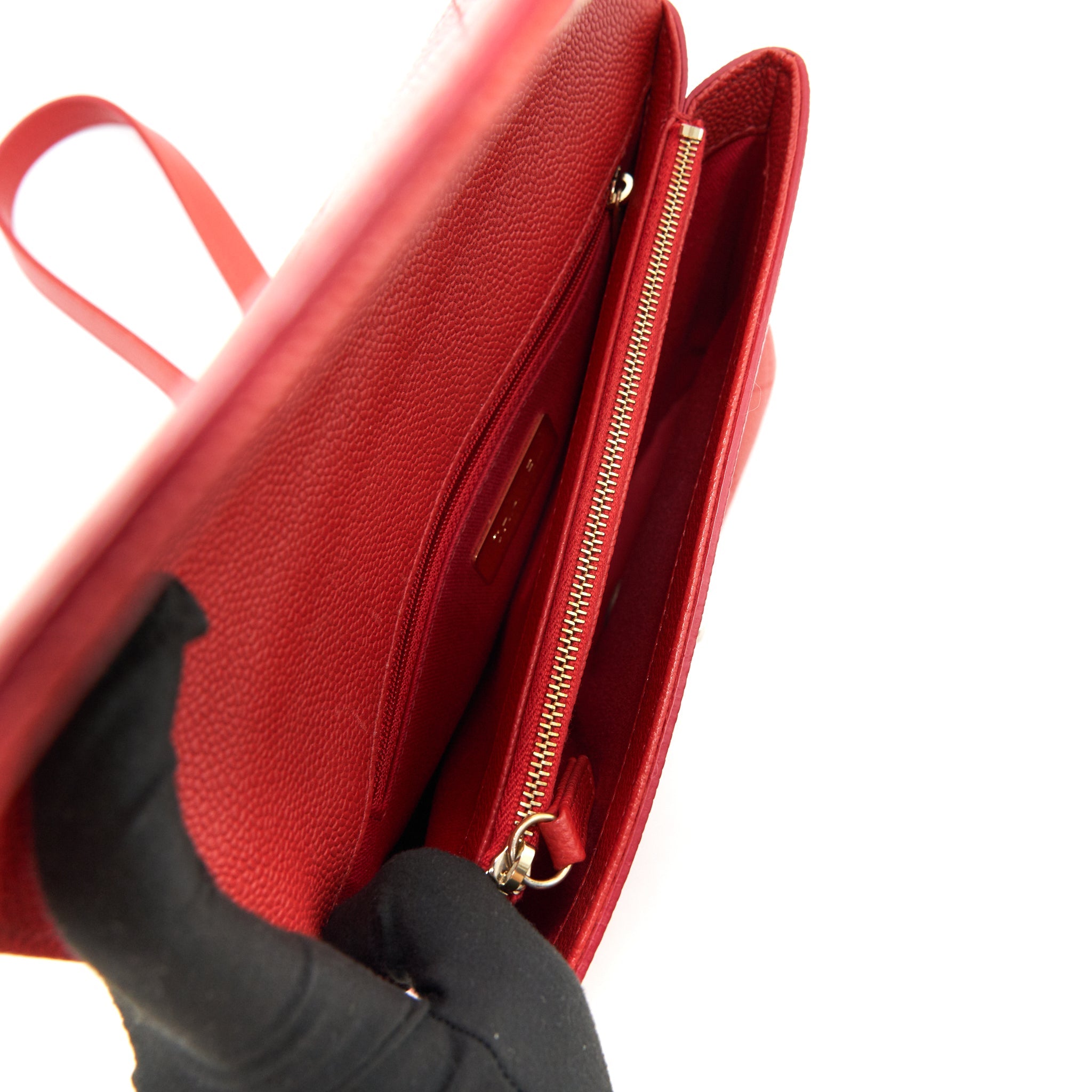 CHANEL FLAP SHOULDER BAG WITH CHAIN CAVIAR IN RED GHW