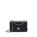 CHANEL SMALL CLASSIC DOUBLE FLAP BAG LAMBSKIN BLACK SHW (MICROCHIP)