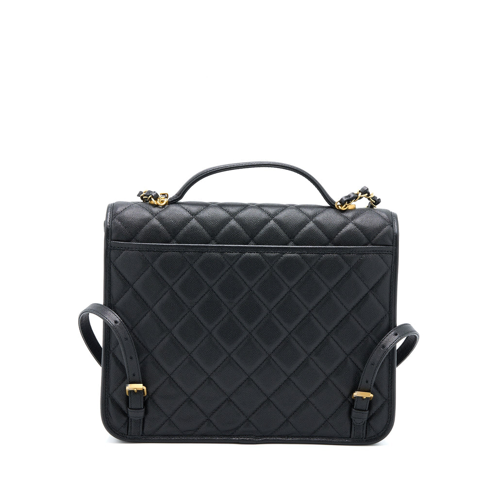 CHANEL 22K LARGE BACKPACK CAVIAR BLACK BRUSHED GHW (MICROCHIP)