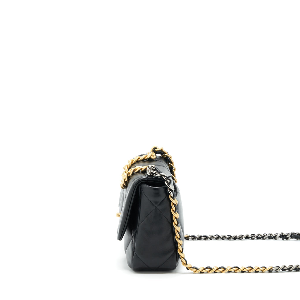 CHANEL 19 SMALL BAG LAMBSKIN BLACK MULTICOLOUR HARDWARE