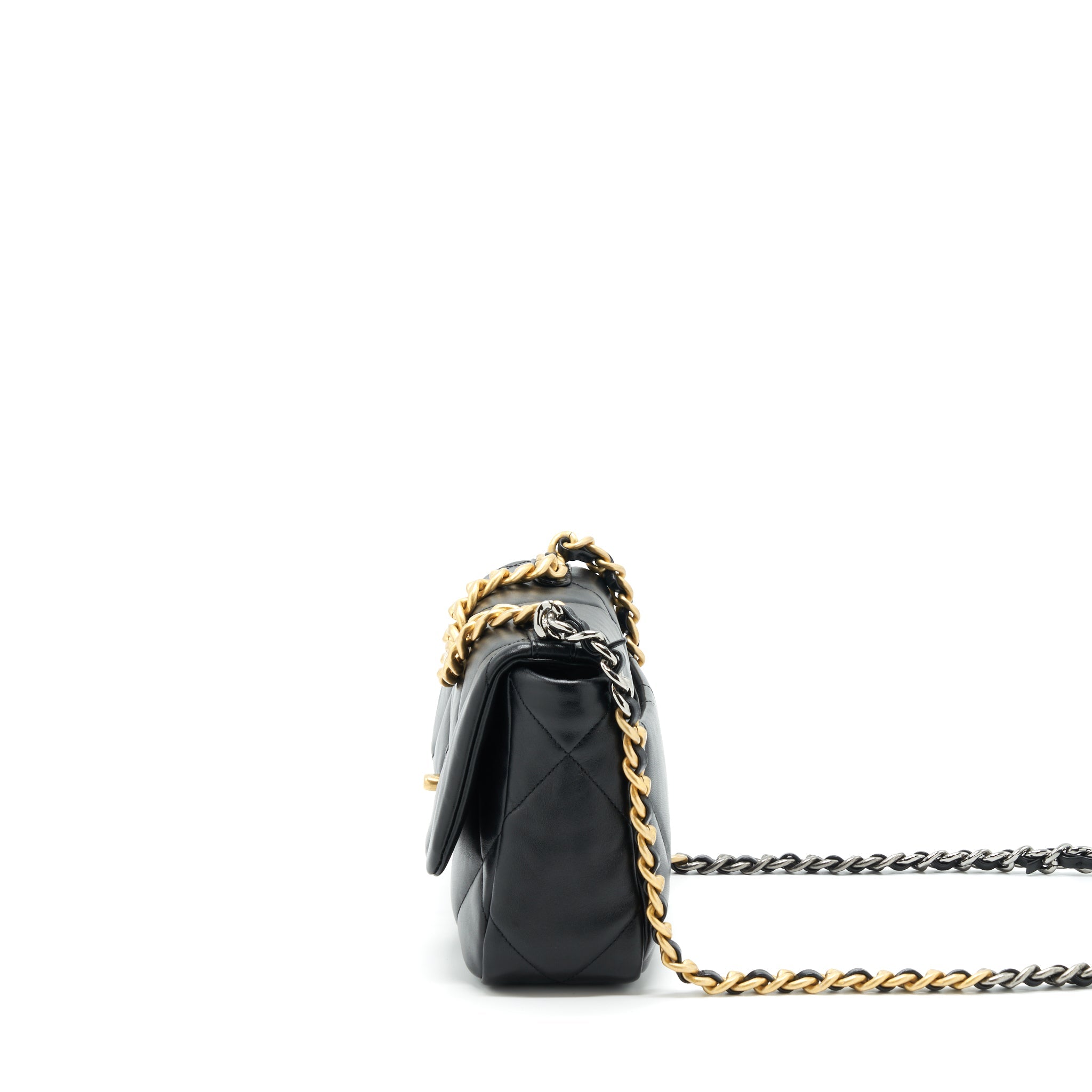 CHANEL 19 SMALL BAG LAMBSKIN BLACK MULTICOLOUR HARDWARE