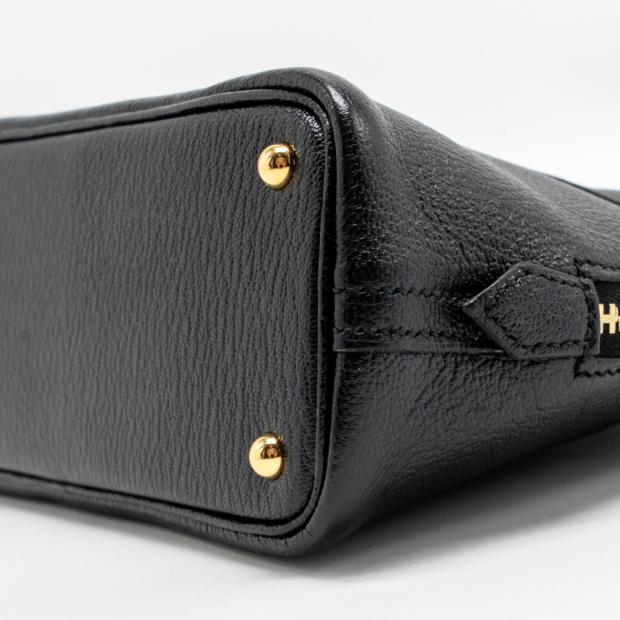HERMES MINI BOLIDE CHEVRE MYSORE LEATHER BLACK GHW