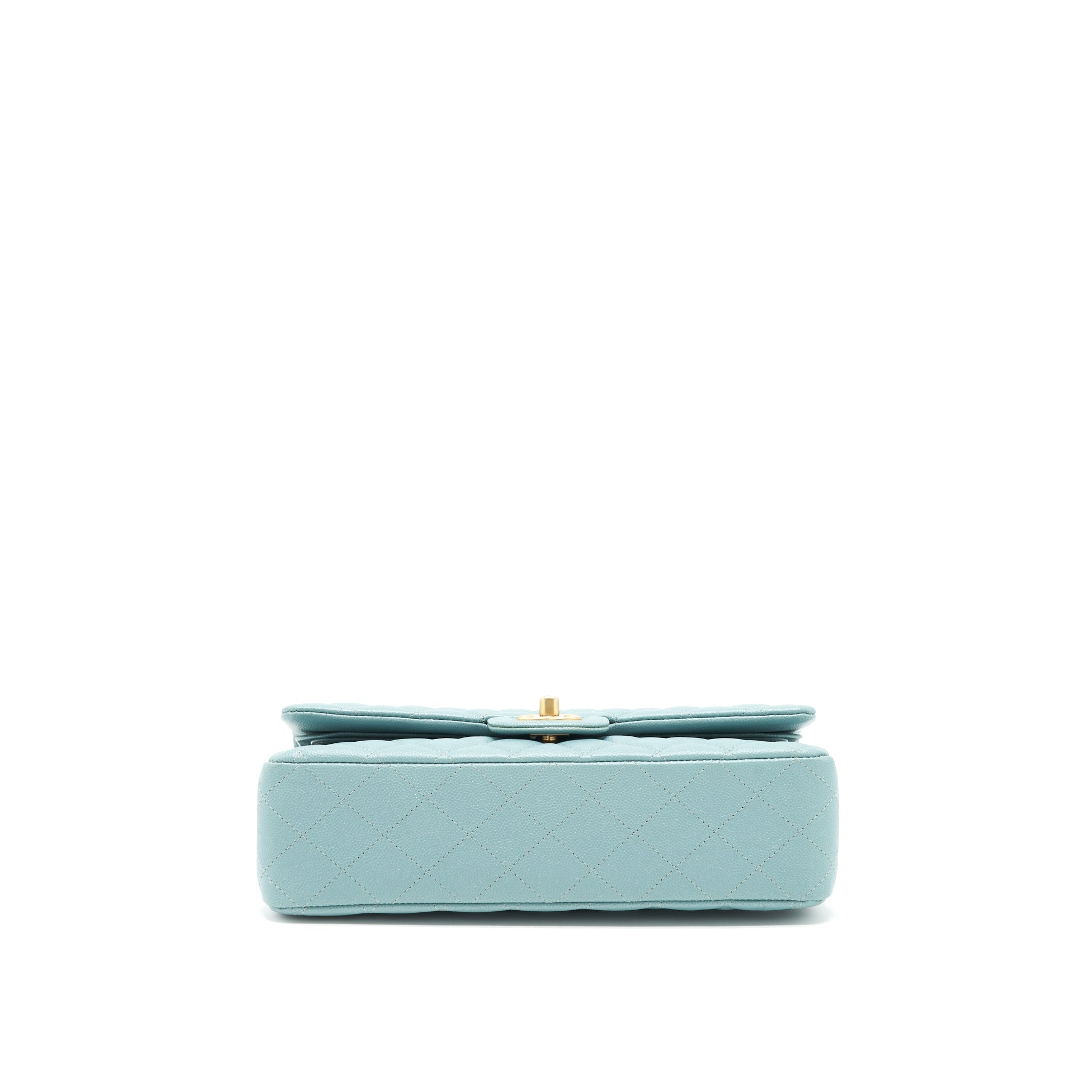 CHANEL CLASSIC DOUBLE FLAP BAG CAVIAR BLUE BRUSHED GHW