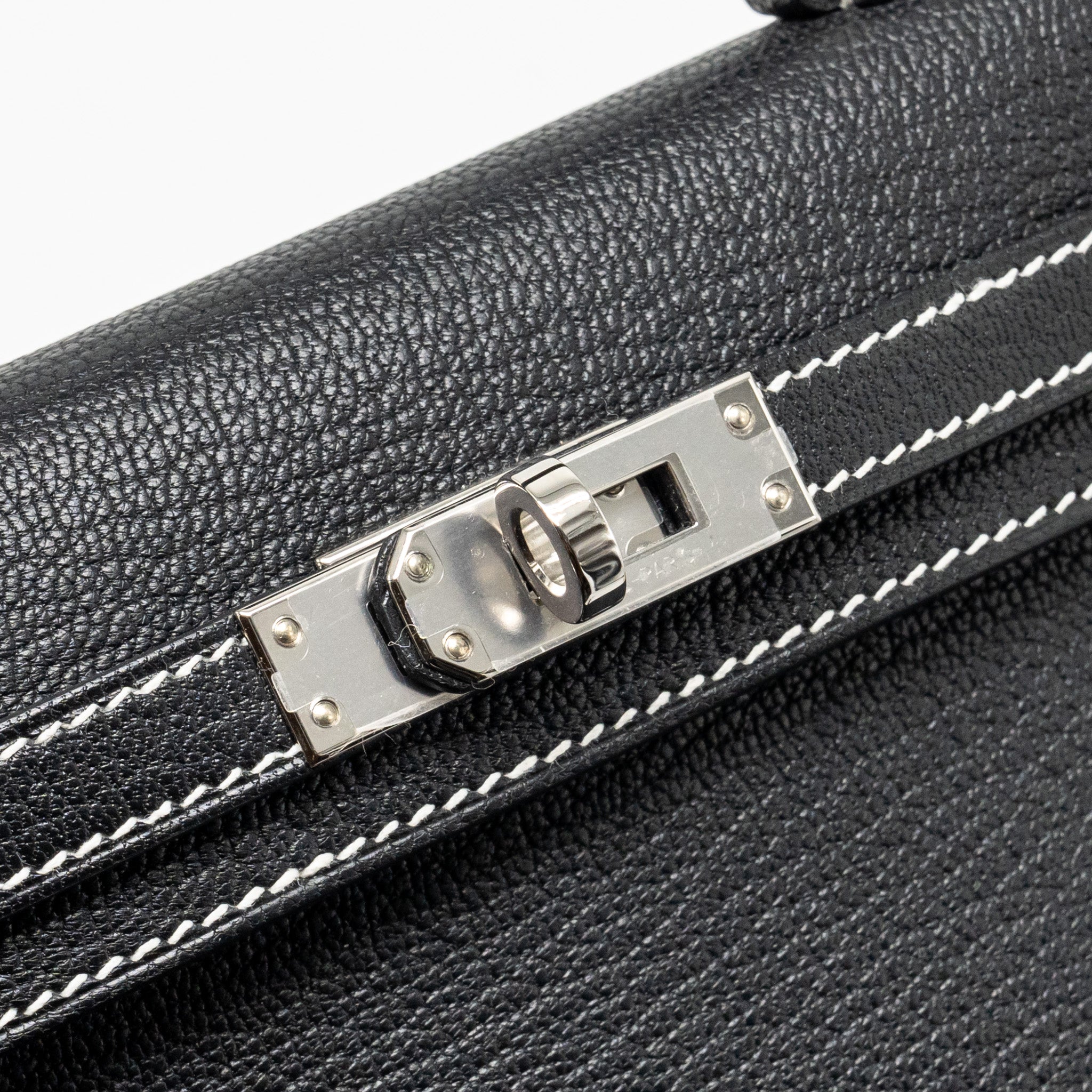 HERMES MINI KELLY II SPECIAL ORDER CHEVRE MYSORE BLACK / GRIS PERLE SHW