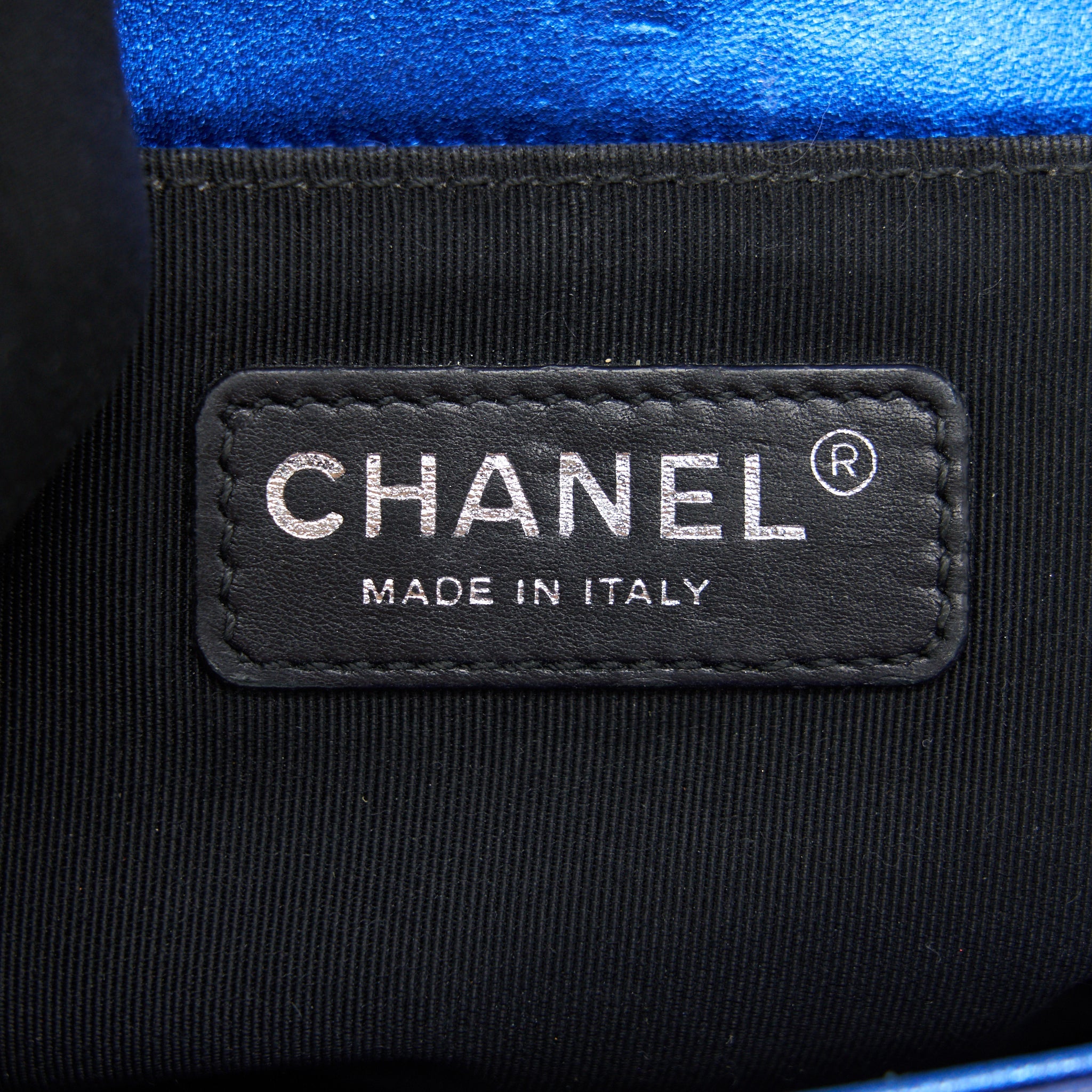 CHANEL MEDIUM LE BOY BAG METALLIC BLUE SHW