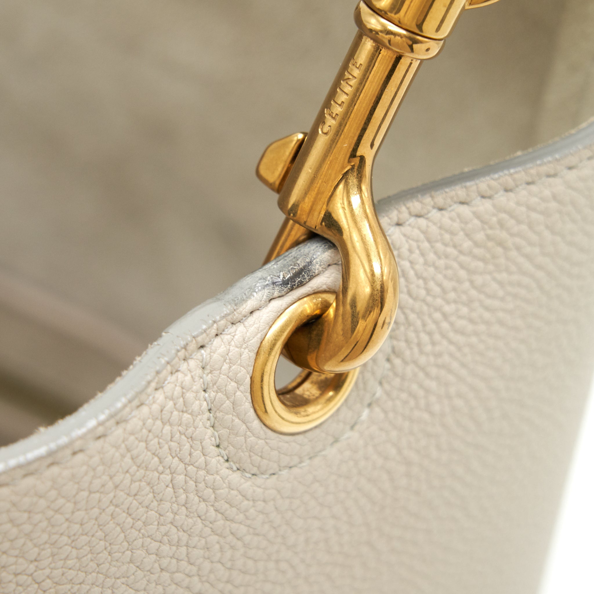 CELINE SANGLE BUCKET BAG GRAINED CALFSKIN CLAY GHW