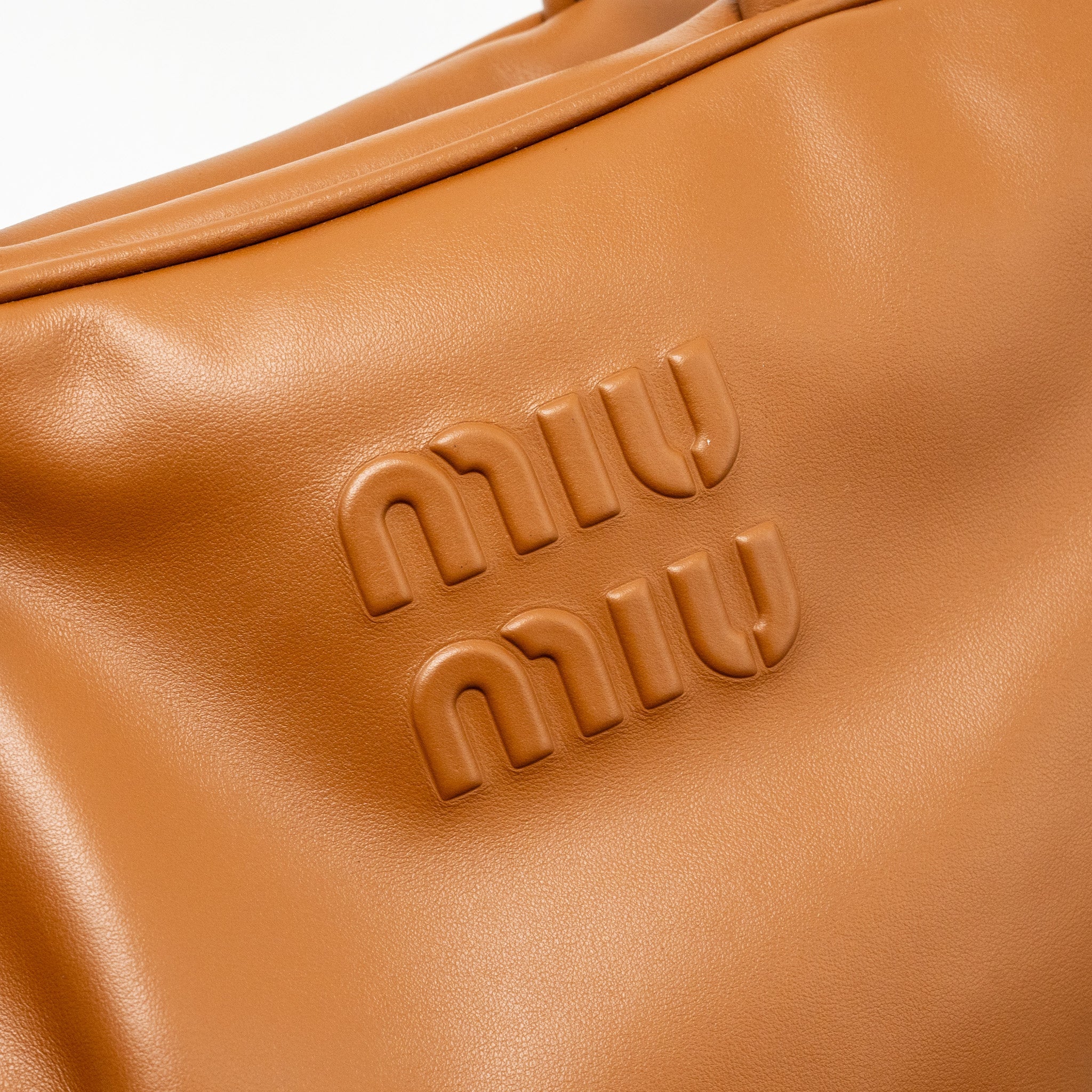 MIU MIU LARGE BEAU BAG CALFSKIN COGNAC GHW