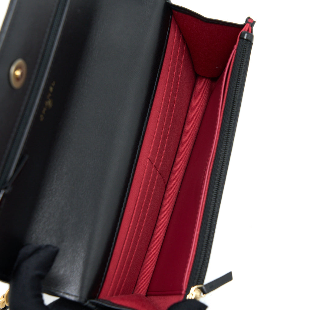 CHANEL 19 WALLET ON CHAIN LAMBSKIN BLACK MULTICOLOUR HARDWARE (MICROCHIP)