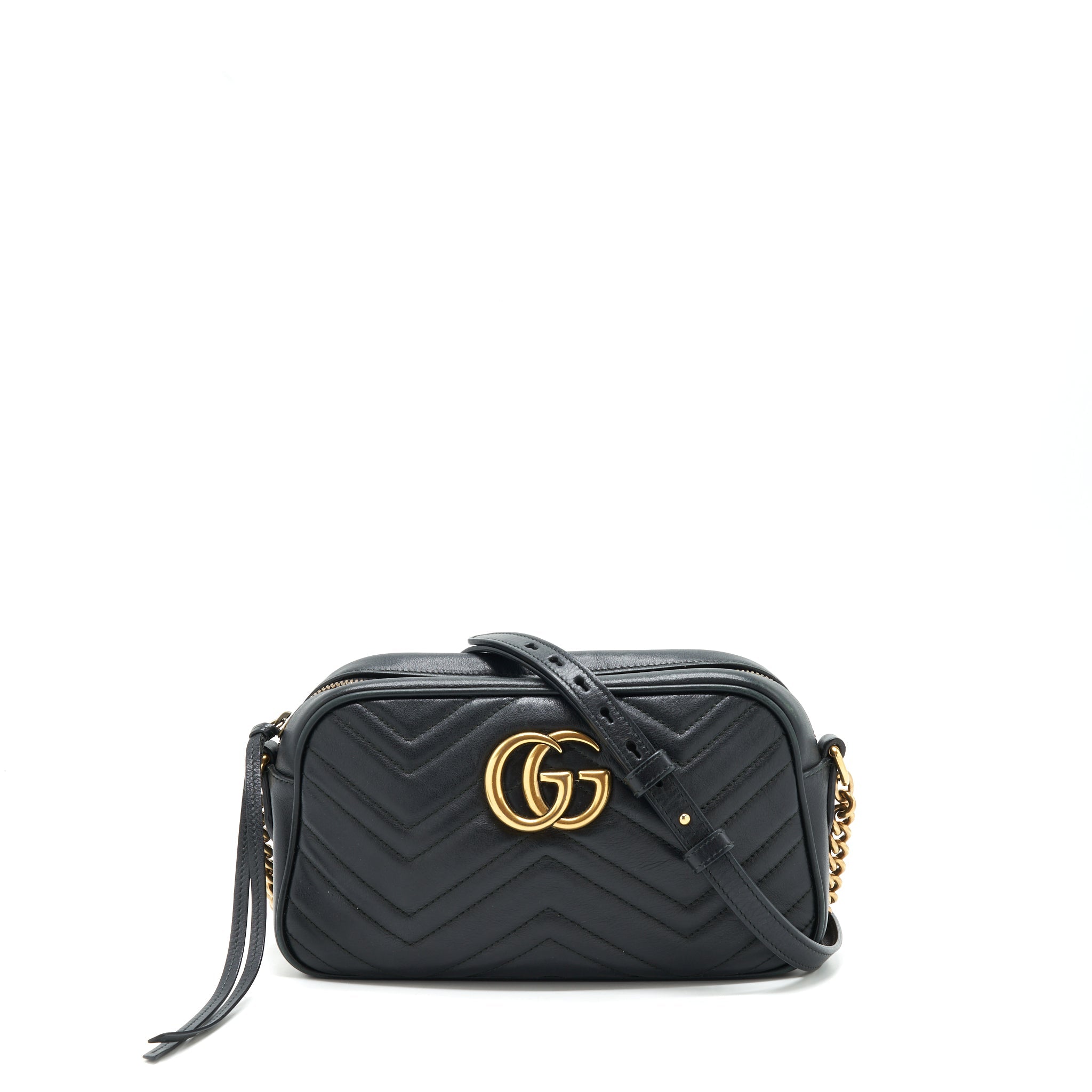 GUCCI MARMONT SMALL MATELASSE SHOULDER BAG BLACK GHW