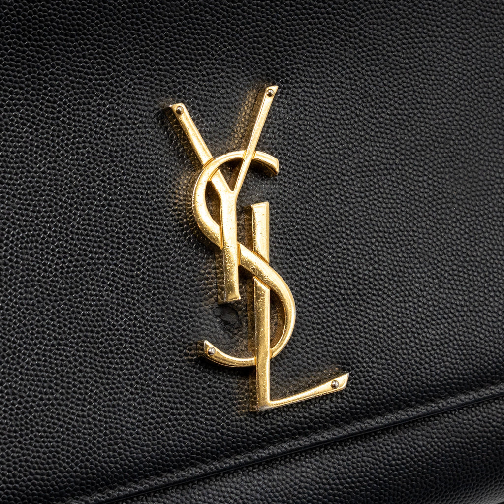 SAINT LAURENT/YSL LARGE KATE CHAIN BAG GRAINED CALFSKIN BLACK GHW