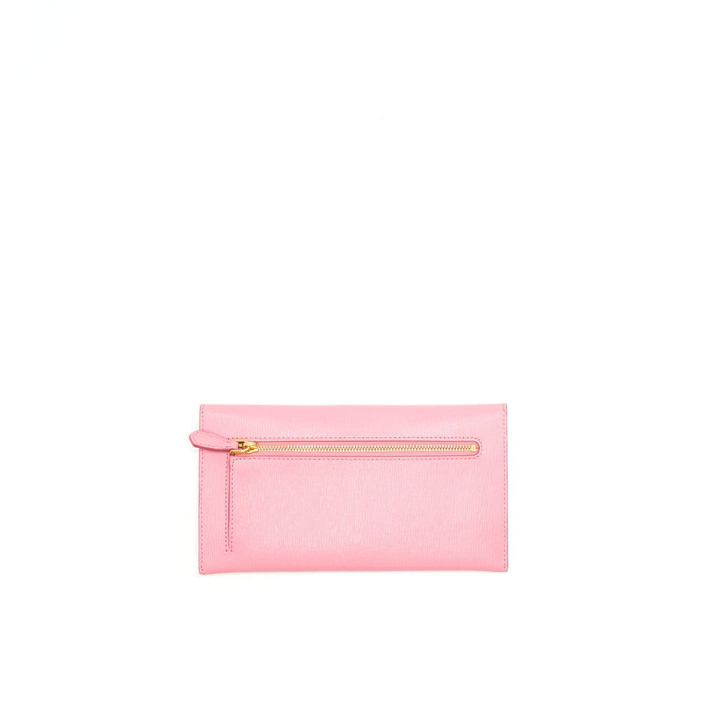 PRADA SAFFIANO ENVELOPE WALLET IN PINK GHW
