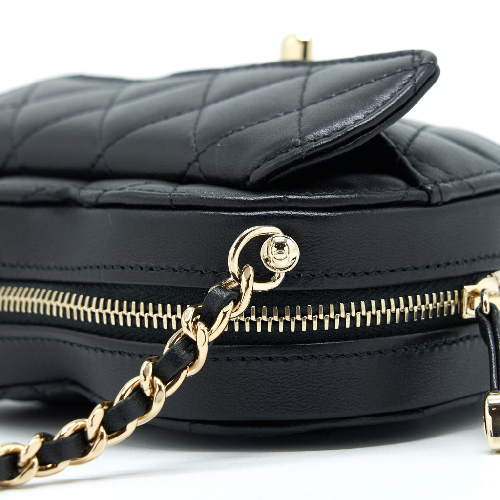 CHANEL 22S SMALL HEART BAG LAMBSKIN BLACK LGHW
