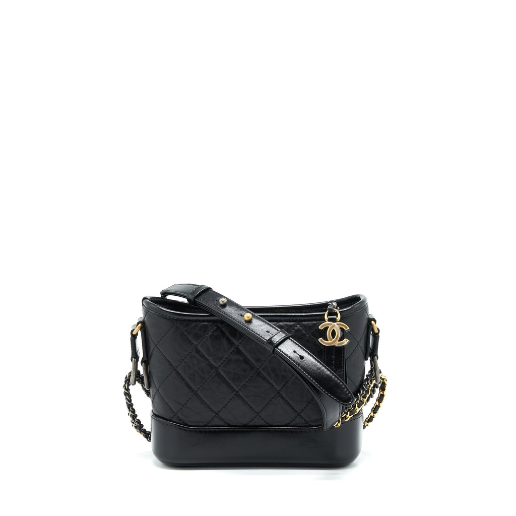 CHANEL SMALL GABRIELLE HOBO BAG CALFSKIN BLACK WITH MULTICOLOUR HARDWARE (MICROCHIP)