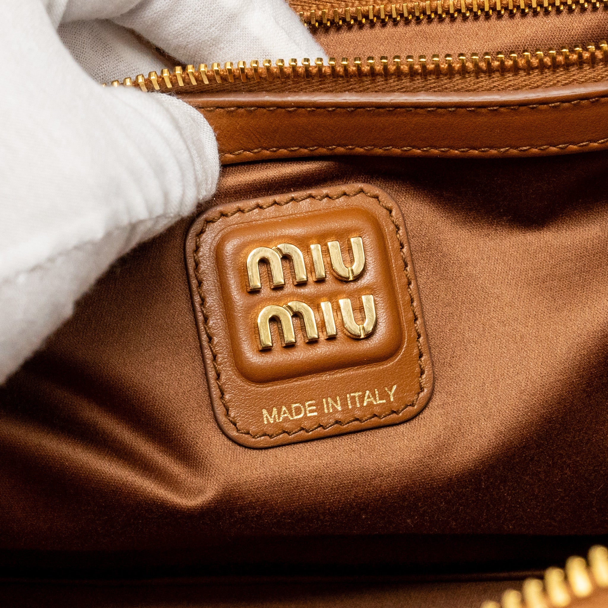 MIU MIU LARGE BEAU BAG CALFSKIN COGNAC GHW
