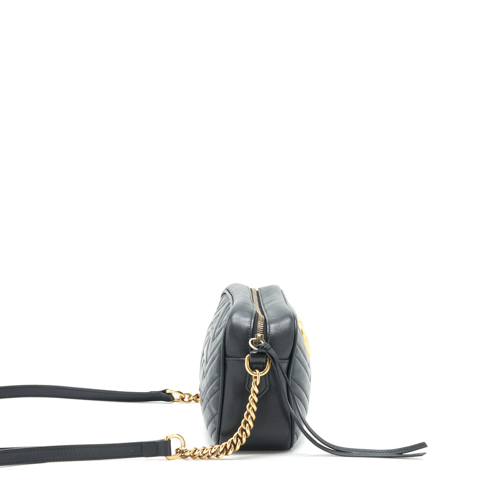 GUCCI MARMONT SMALL MATELASSE SHOULDER BAG BLACK GHW