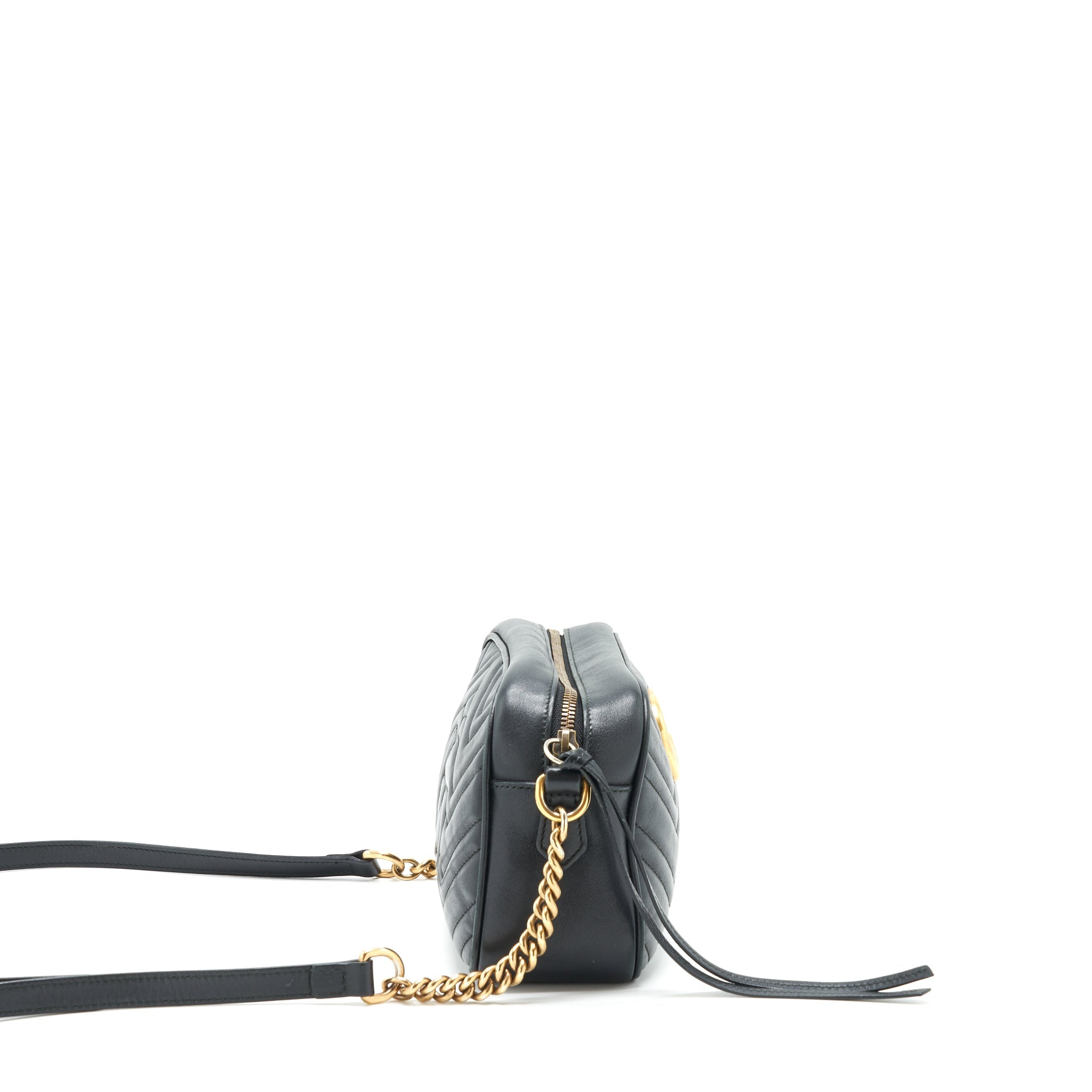 GUCCI MARMONT SMALL MATELASSE SHOULDER BAG BLACK GHW