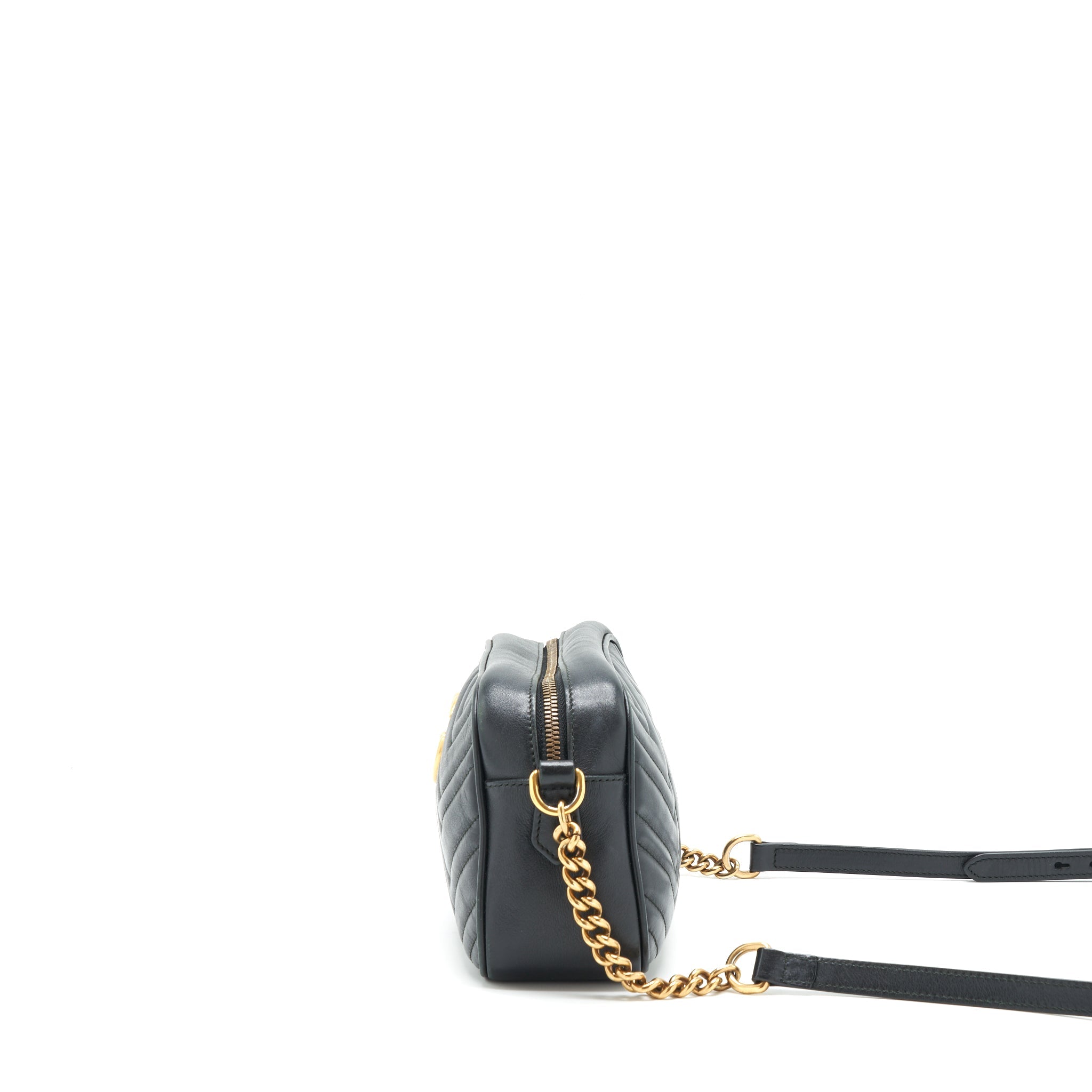 GUCCI MARMONT SMALL MATELASSE SHOULDER BAG BLACK GHW
