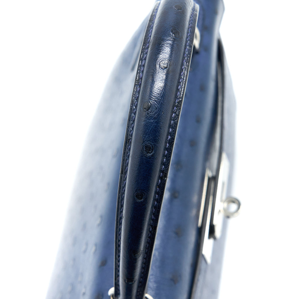 HERMES KELLY 28 OSTRICH BLUE SAPHIR SHW