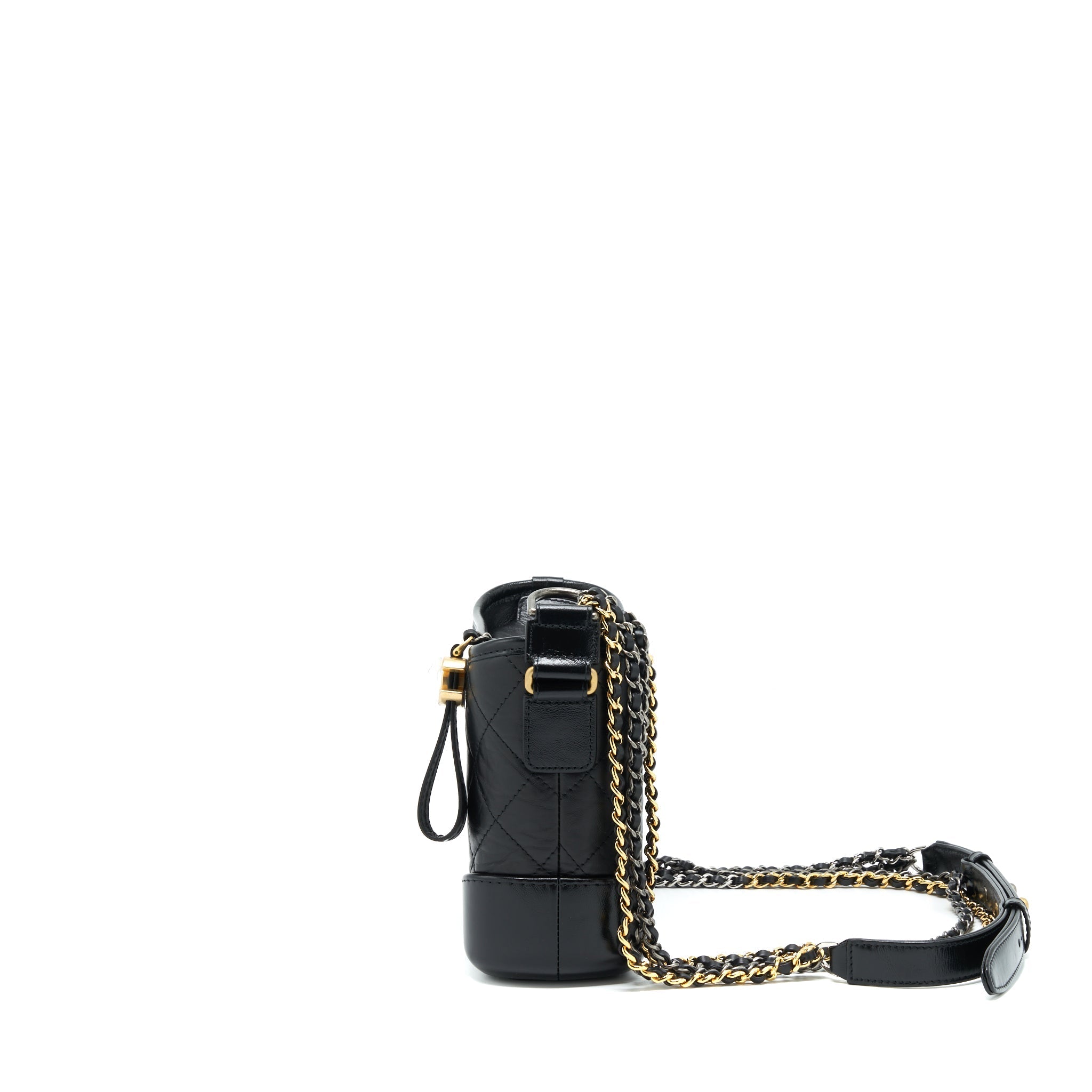 CHANEL SMALL GABRIELLE HOBO BAG CALFSKIN BLACK WITH MULTICOLOUR HARDWARE (MICROCHIP)