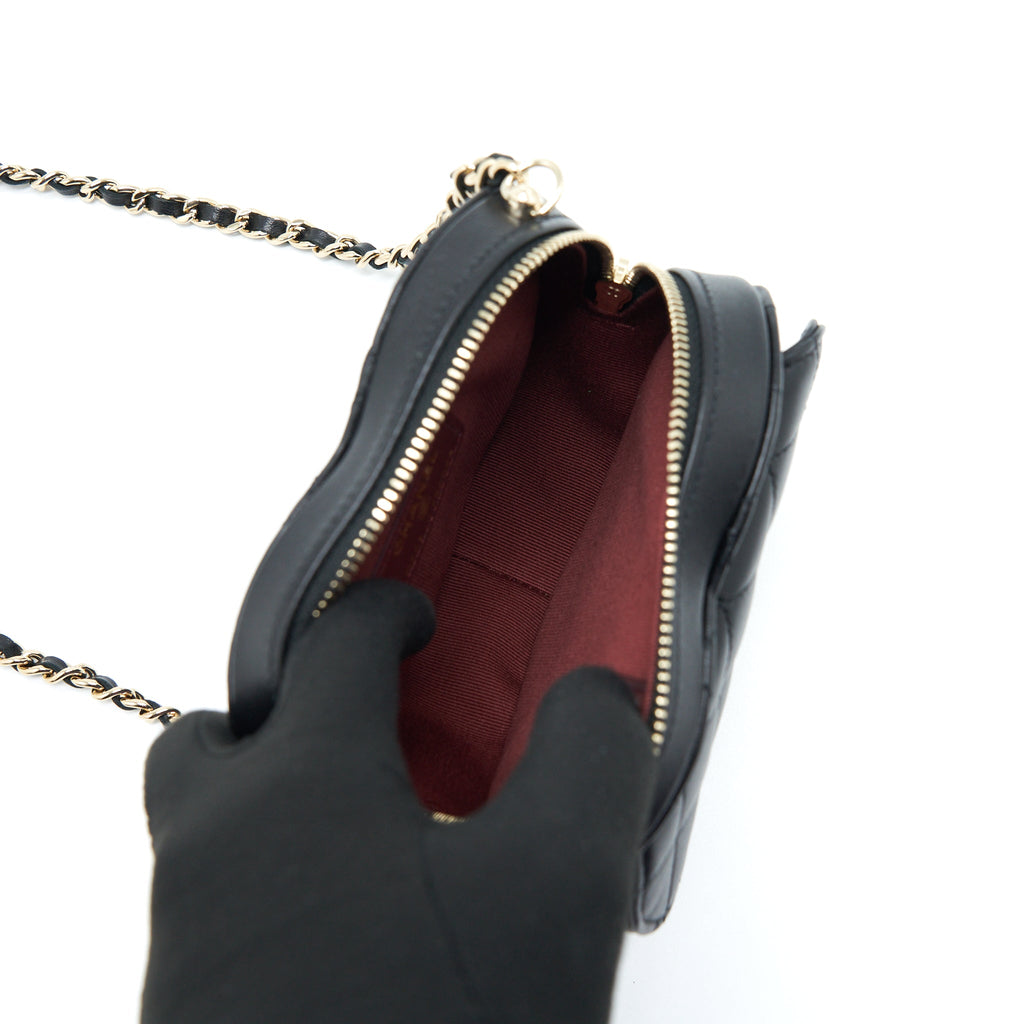 CHANEL 22S SMALL HEART BAG LAMBSKIN BLACK LGHW